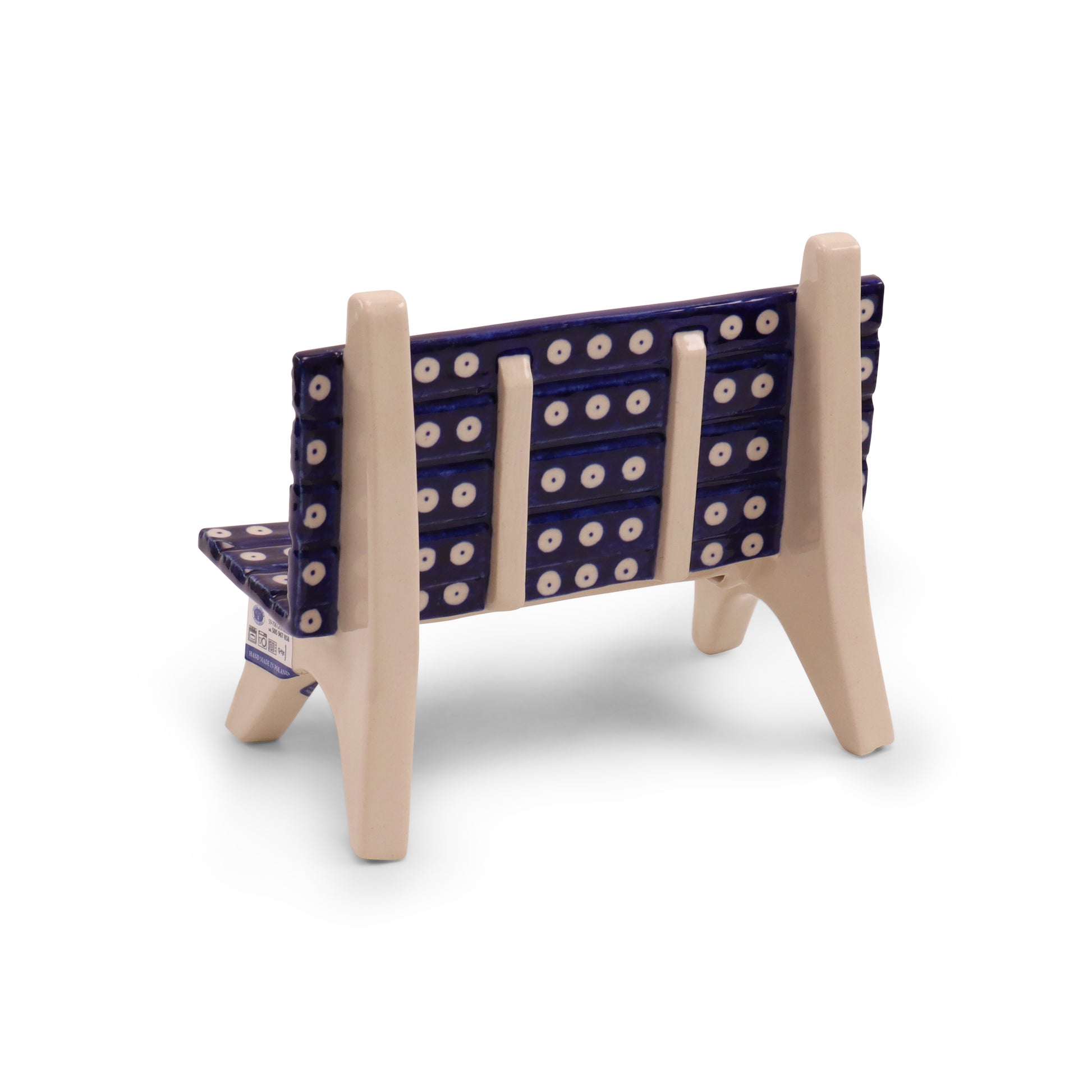 8"x4.5"x7" Bench Figurine. Pattern: Owl Eye Cobalt