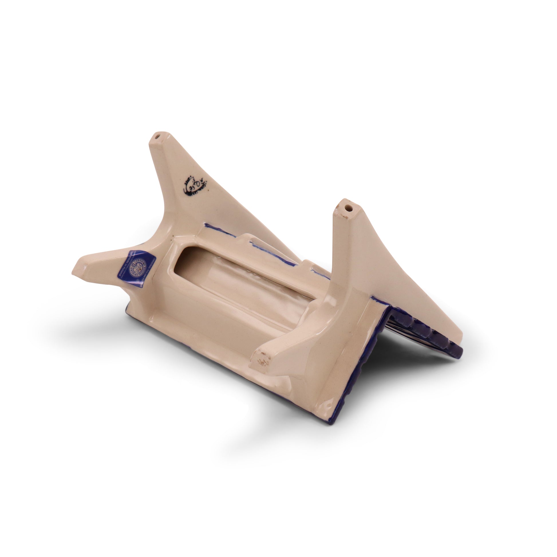 8"x4.5"x7" Bench Figurine. Pattern: Owl Eye Cobalt