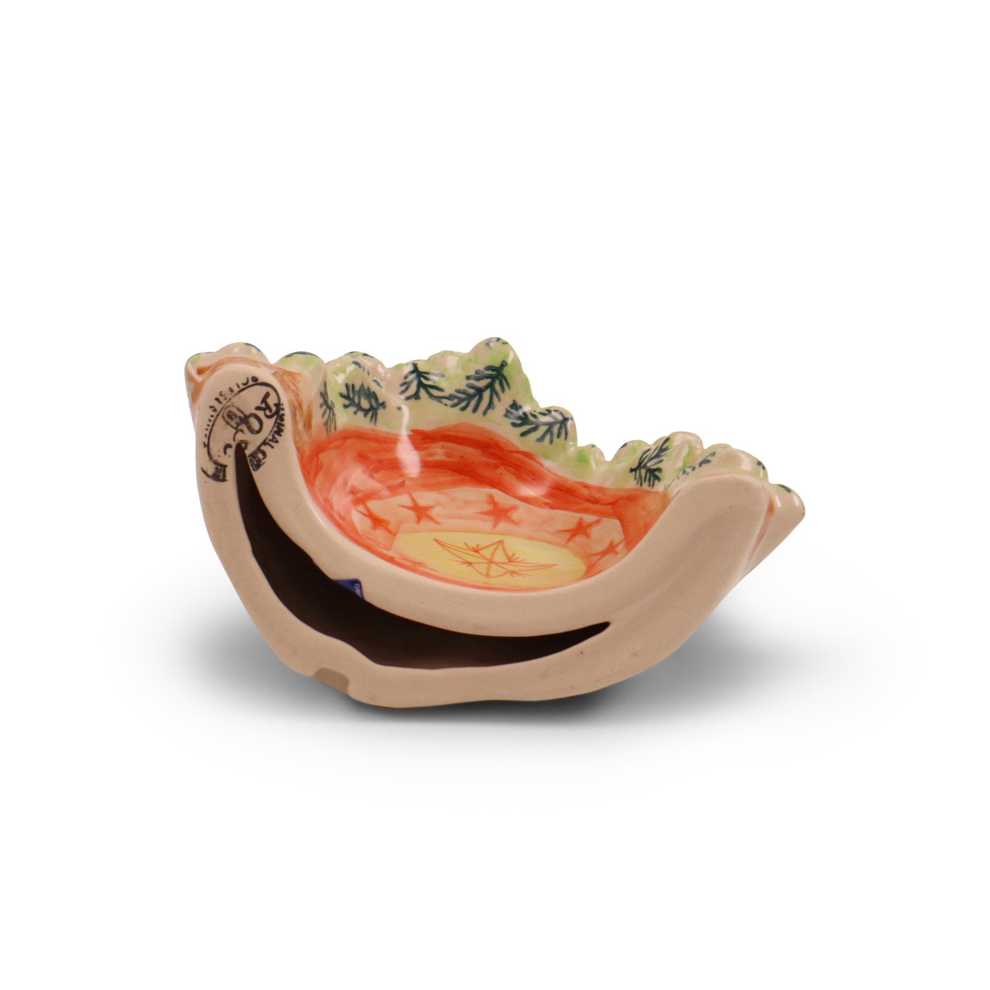 6.5"x3.5"8.5" Nativity Set of 4. Pattern: Forest Faith