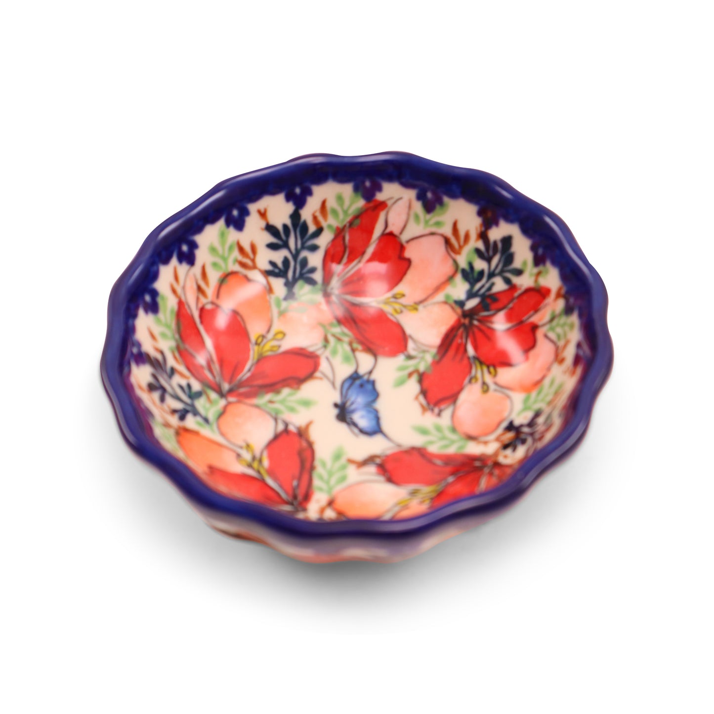 4.7"x2" Wavy Bowl .Pattern:Hibiscus