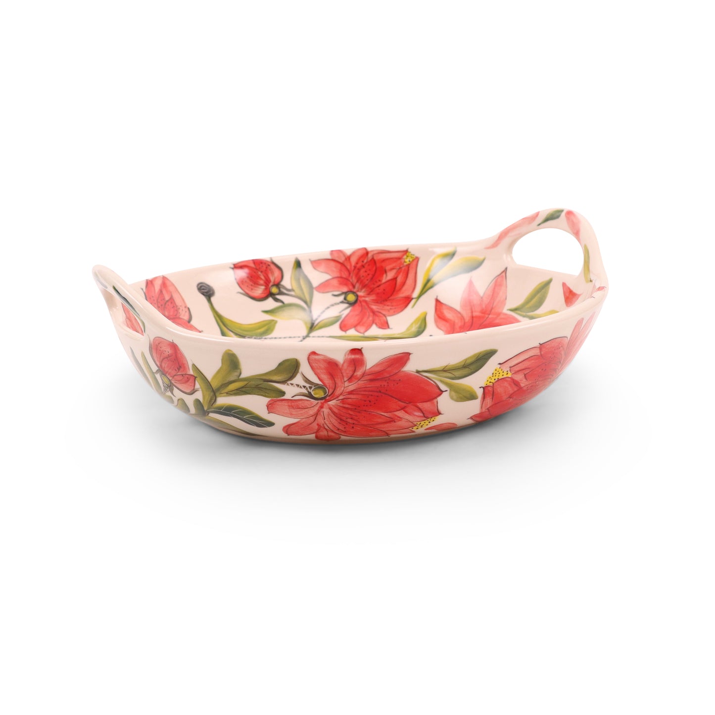 11" Round Bowl with Handles. Pattern: A47