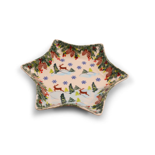 9"x1.5" Star Bowl .Pattern:Dashing Reindeer