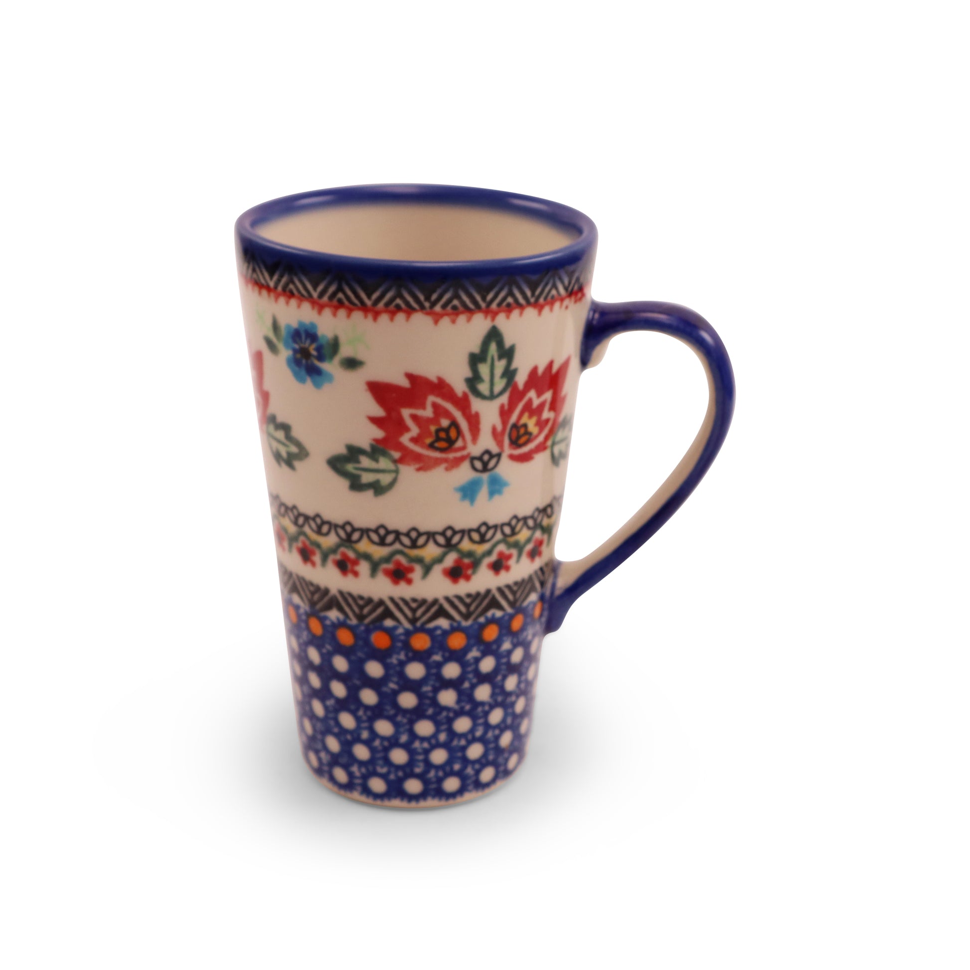 16oz Latte Mug .Pattern:Folk