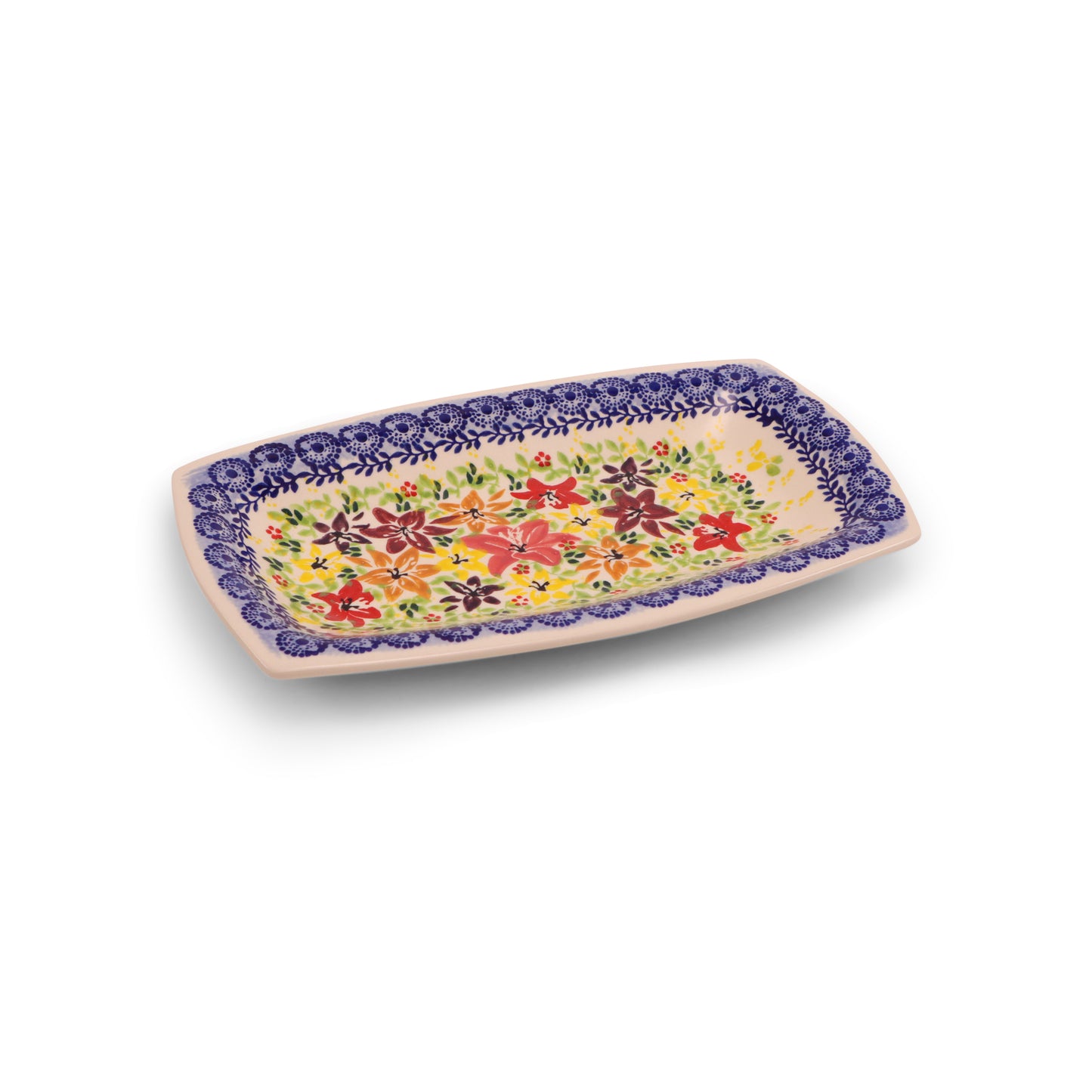 10"x6" Rectangular Plate. Pattern:Splash of Lillies