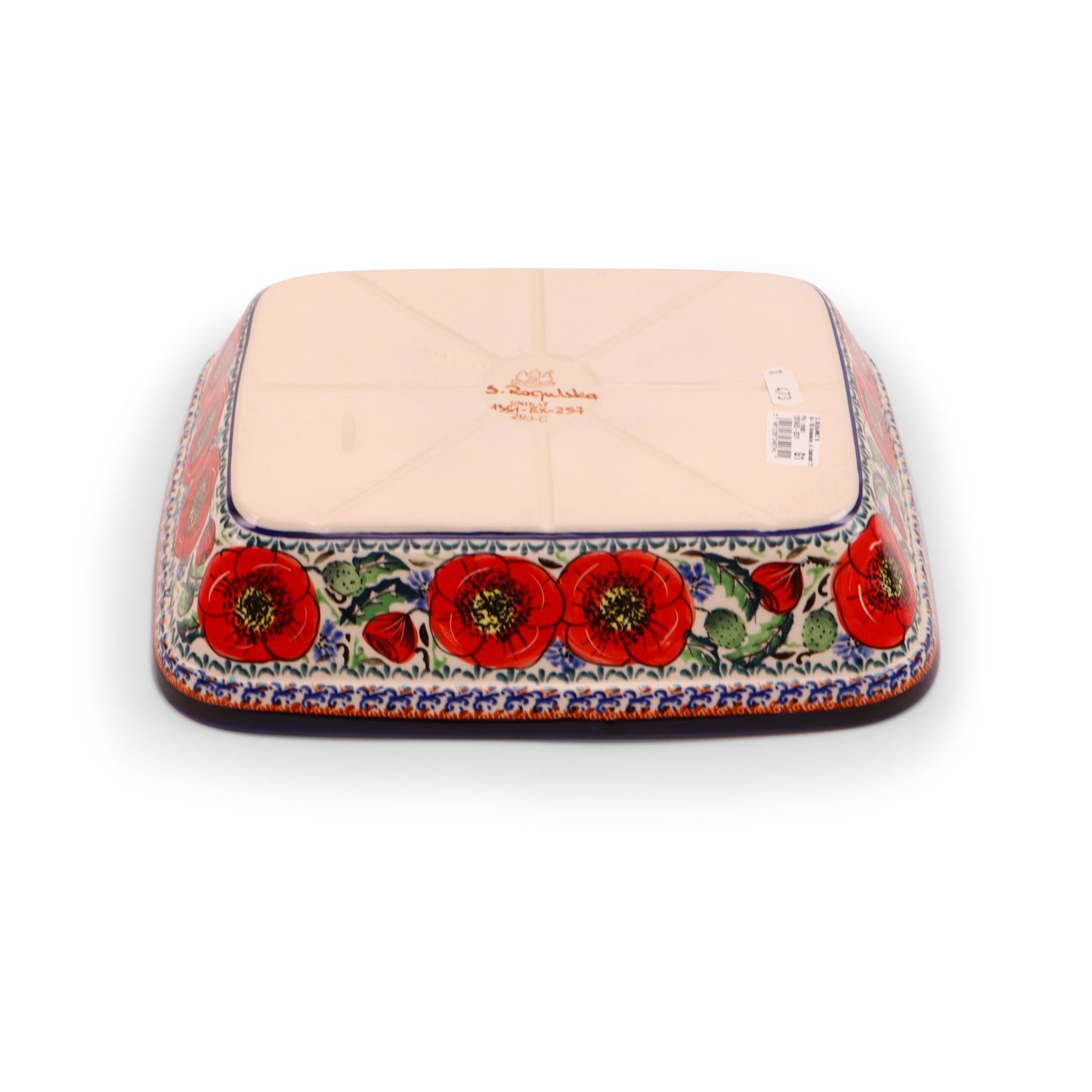12"x9"x3" Rectangular Conical Baker. Pattern: Country Poppy