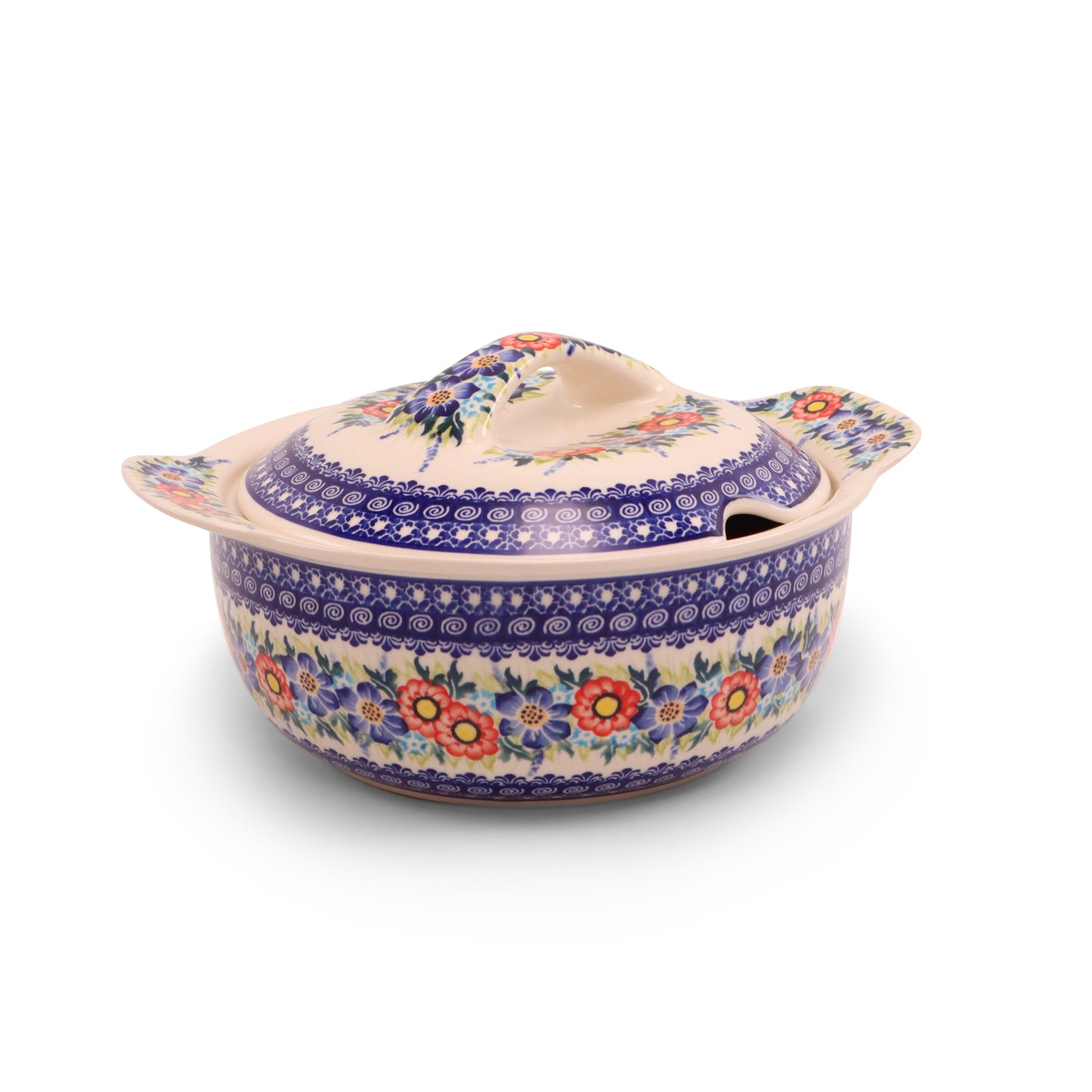 9.5"x4" Tureen with Handles 2Q.Pattern: Summer Wreath