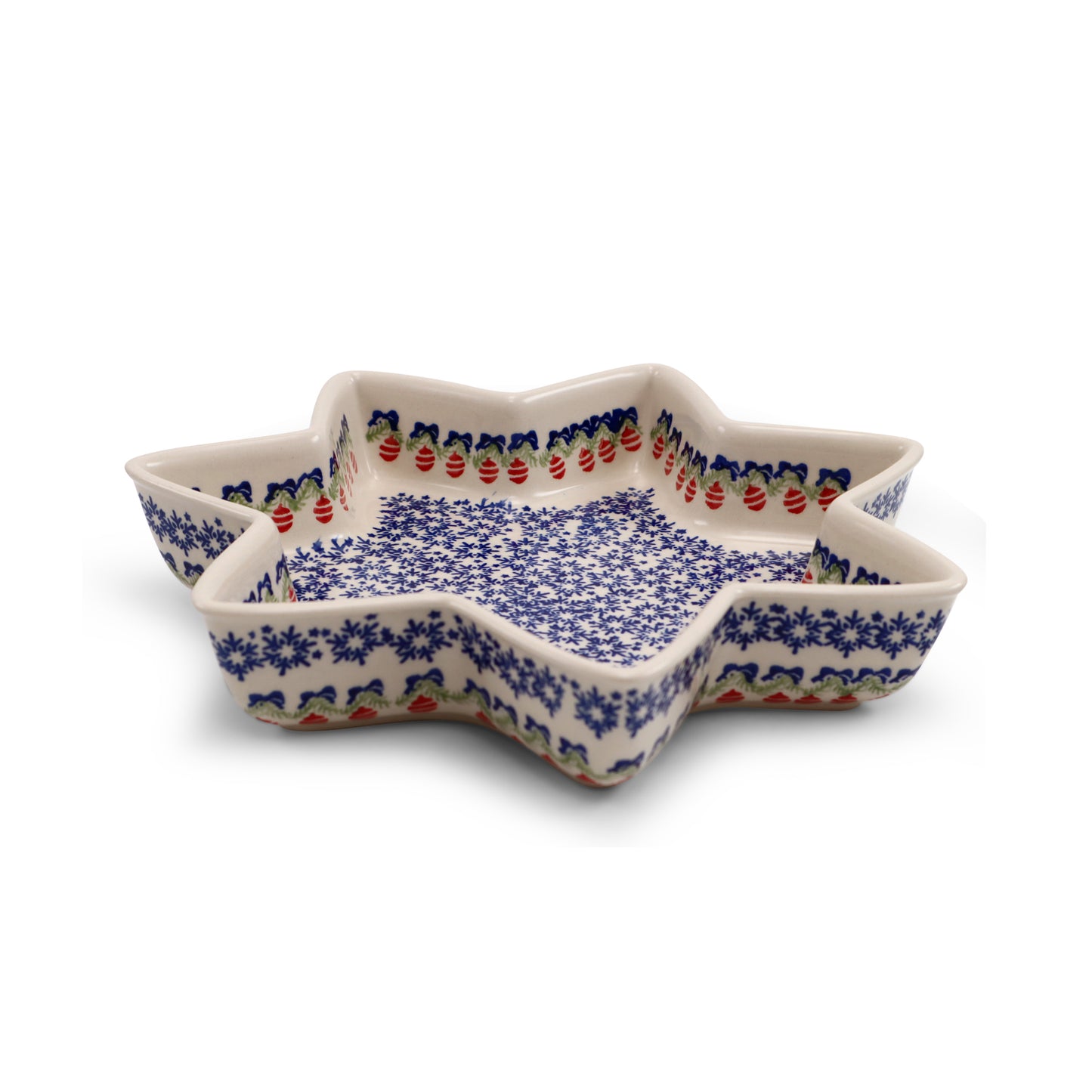 10" Large Star Bowl. Pattern: Festive Ornament