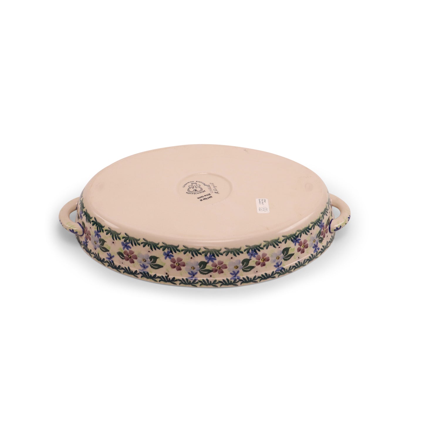 13"x9.5"x2.5" Oval Baker with Handles 2Q. Pattern:Ocean Blues