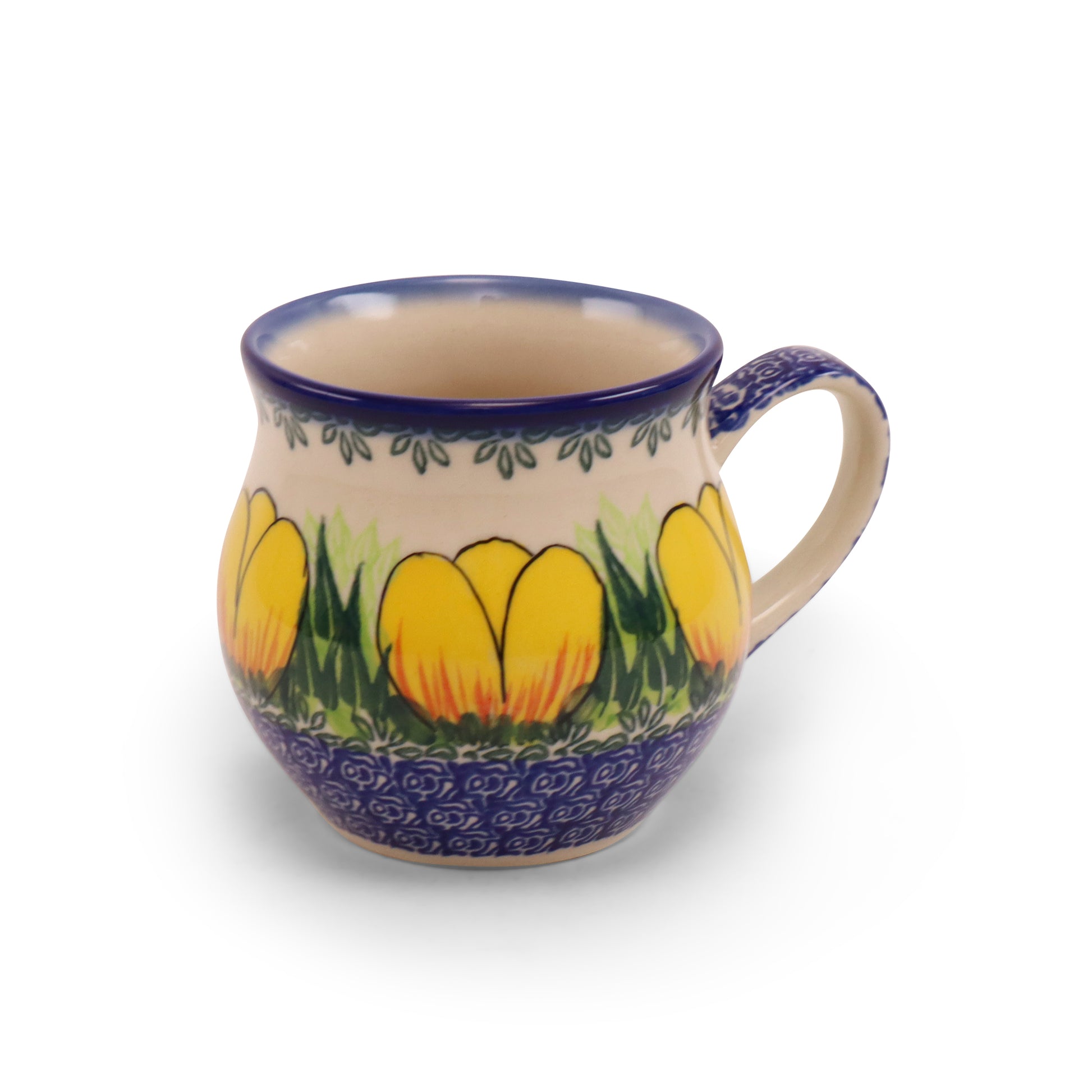 12oz Belly Mug.Pattern: Tulip Time