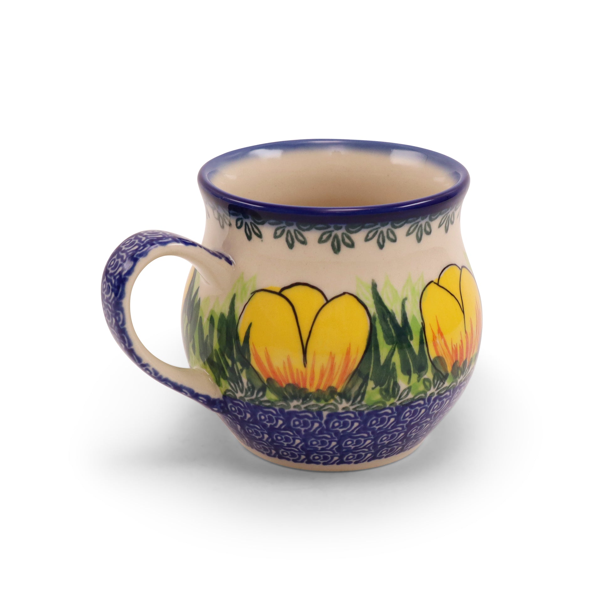 12oz Belly Mug.Pattern: Tulip Time