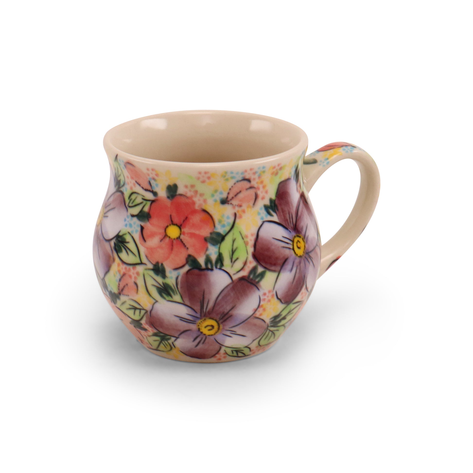 12oz Belly Mug.Pattern: Peach Cozy