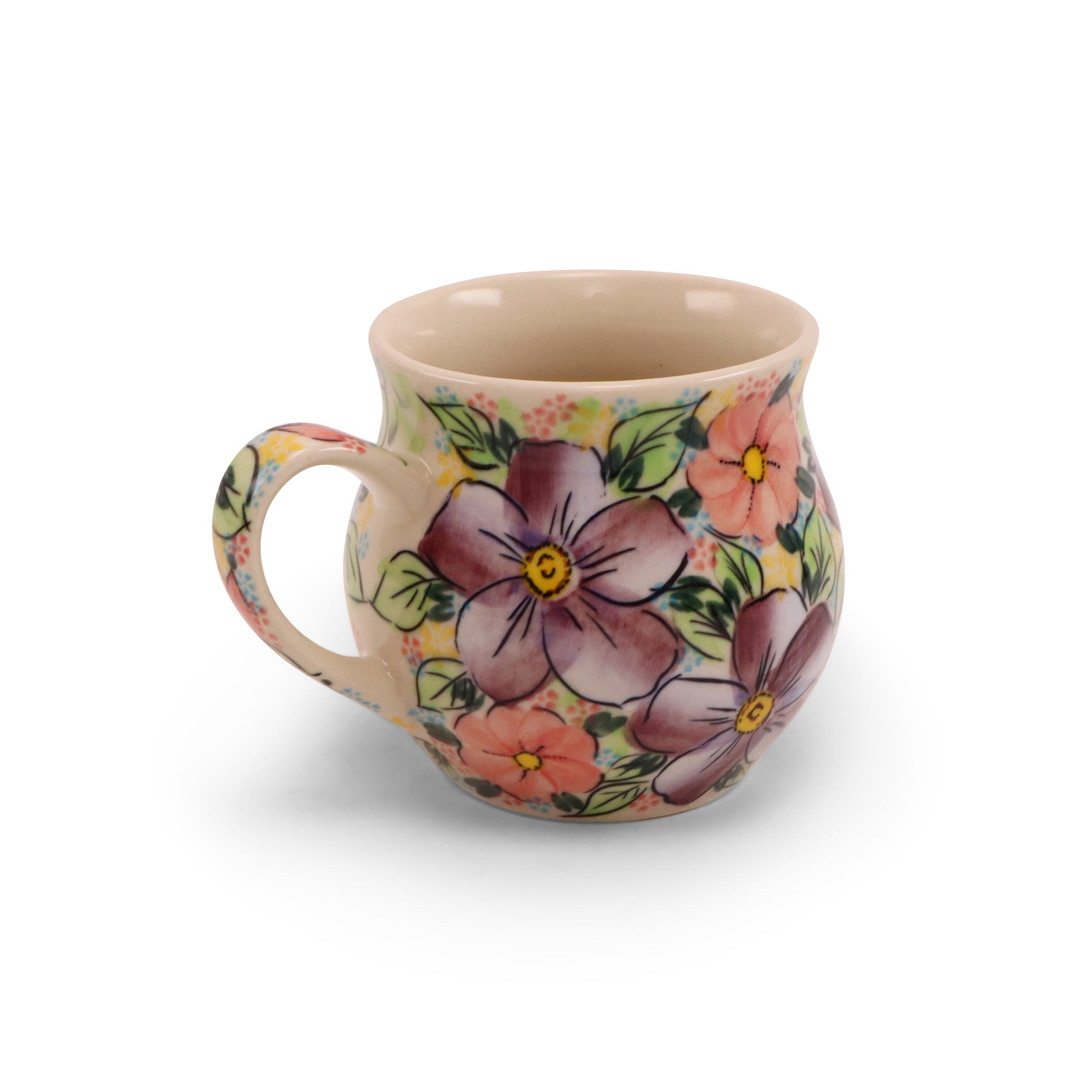 12oz Belly Mug.Pattern: Peach Cozy