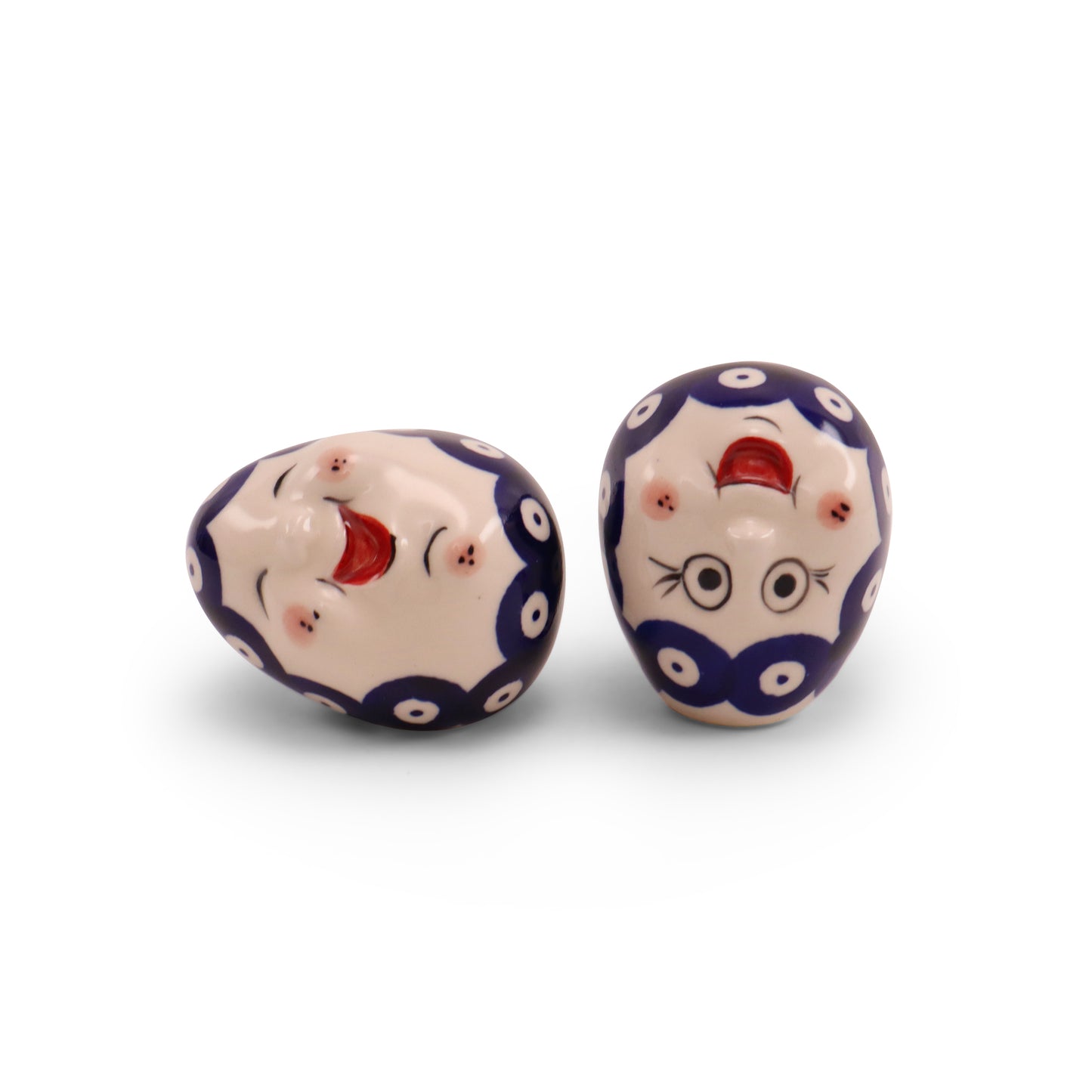 3" Egg Friend Figurine E Set of 2. Pattern: Owl Eye