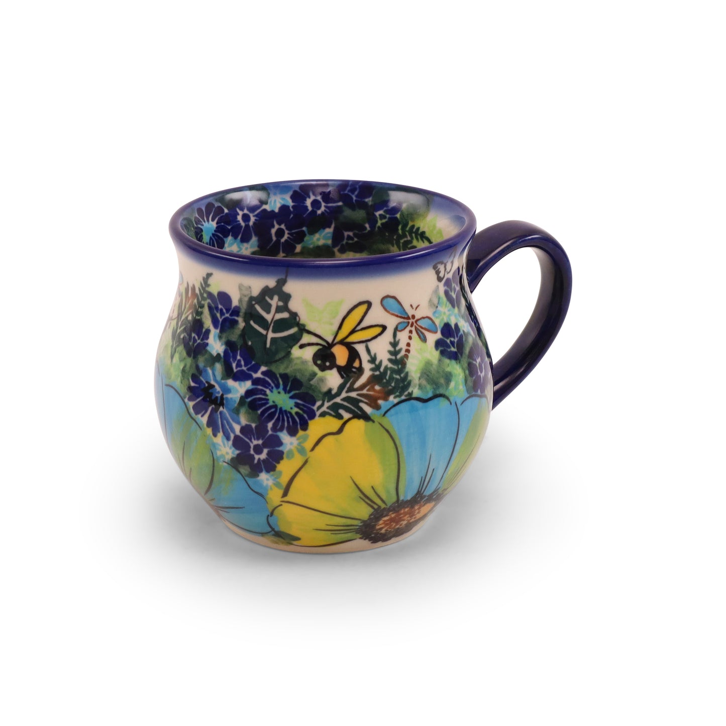 12oz Belly Mug.Pattern: Buzzing Blooms