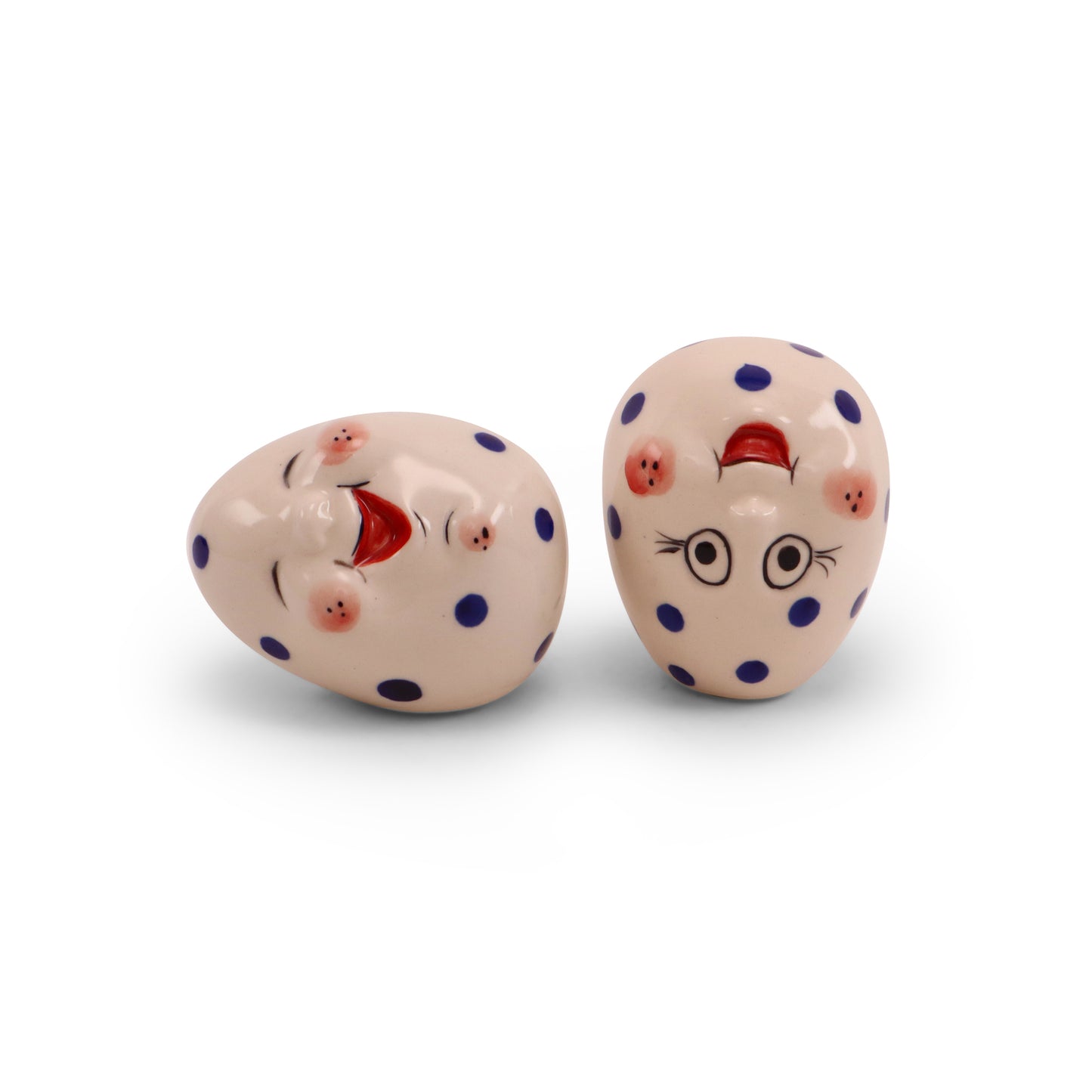 3" Egg Friend Figurine F Set of 2. Pattern: Dots