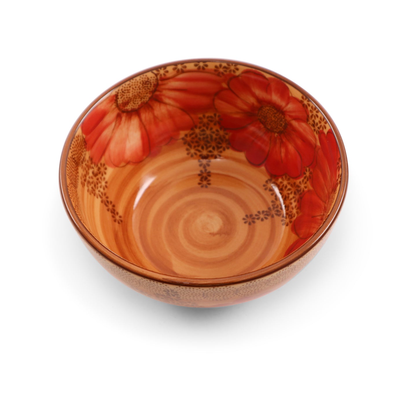 6"x3" Round Bowl.Pattern: Scarlet Drift