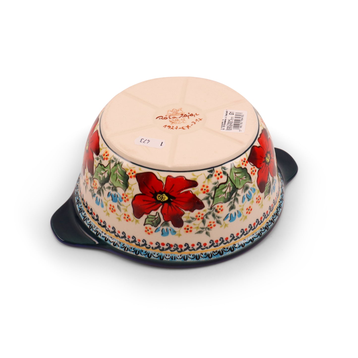 7.5"x3.5" Covered Baker With Handles Medium. Pattern: Pot Pourri Mint