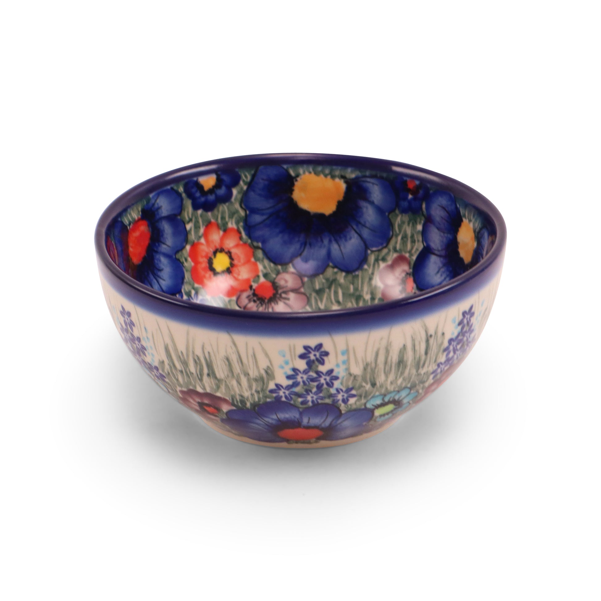 6"x3" Round Bowl.Pattern: Blooms in Blue