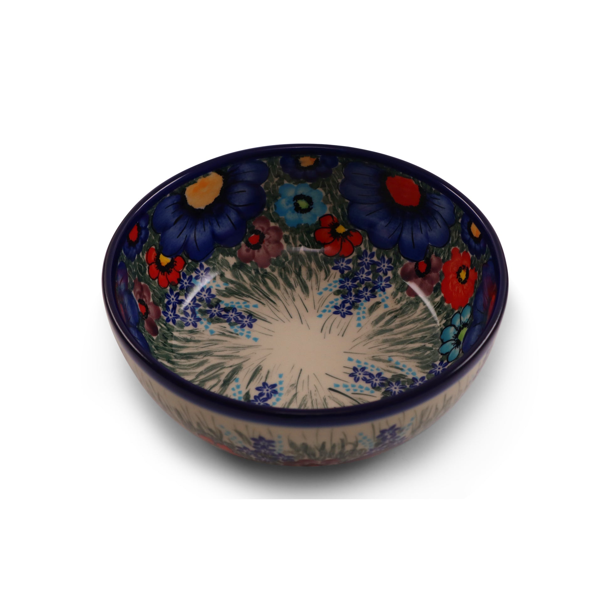 7"x2.7" Round Bowl.Pattern: Blooms in Blue