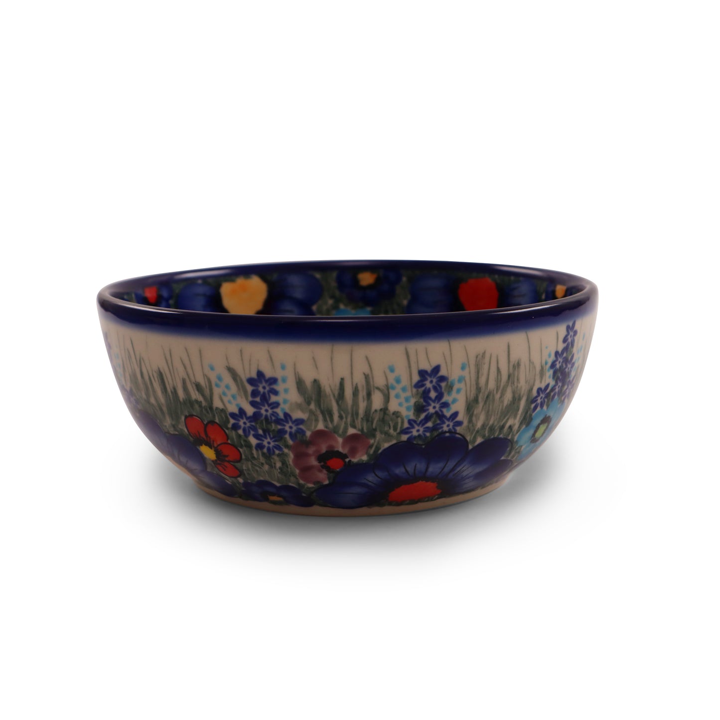 7"x2.7" Round Bowl.Pattern: Blooms in Blue