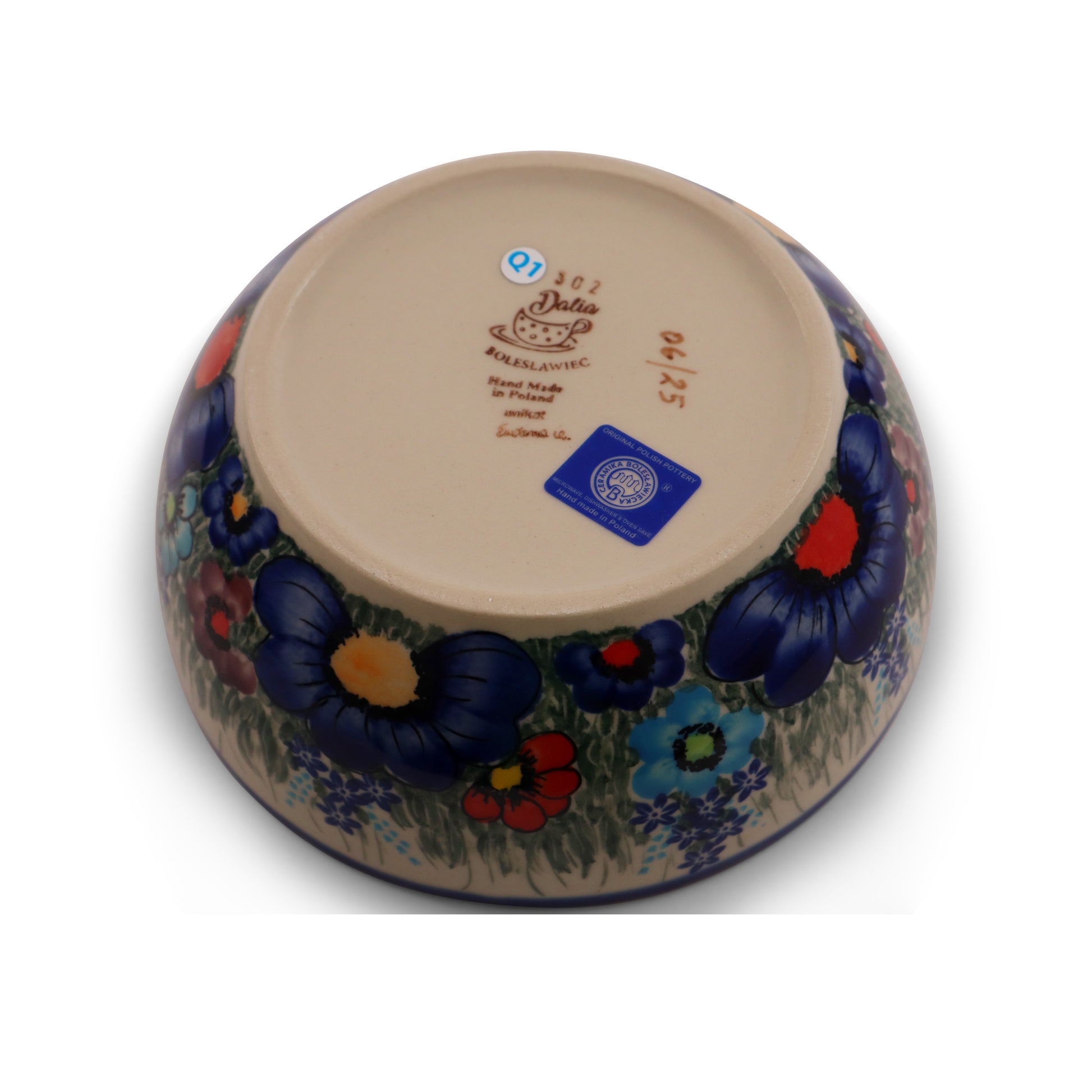 7"x2.7" Round Bowl.Pattern: Blooms in Blue