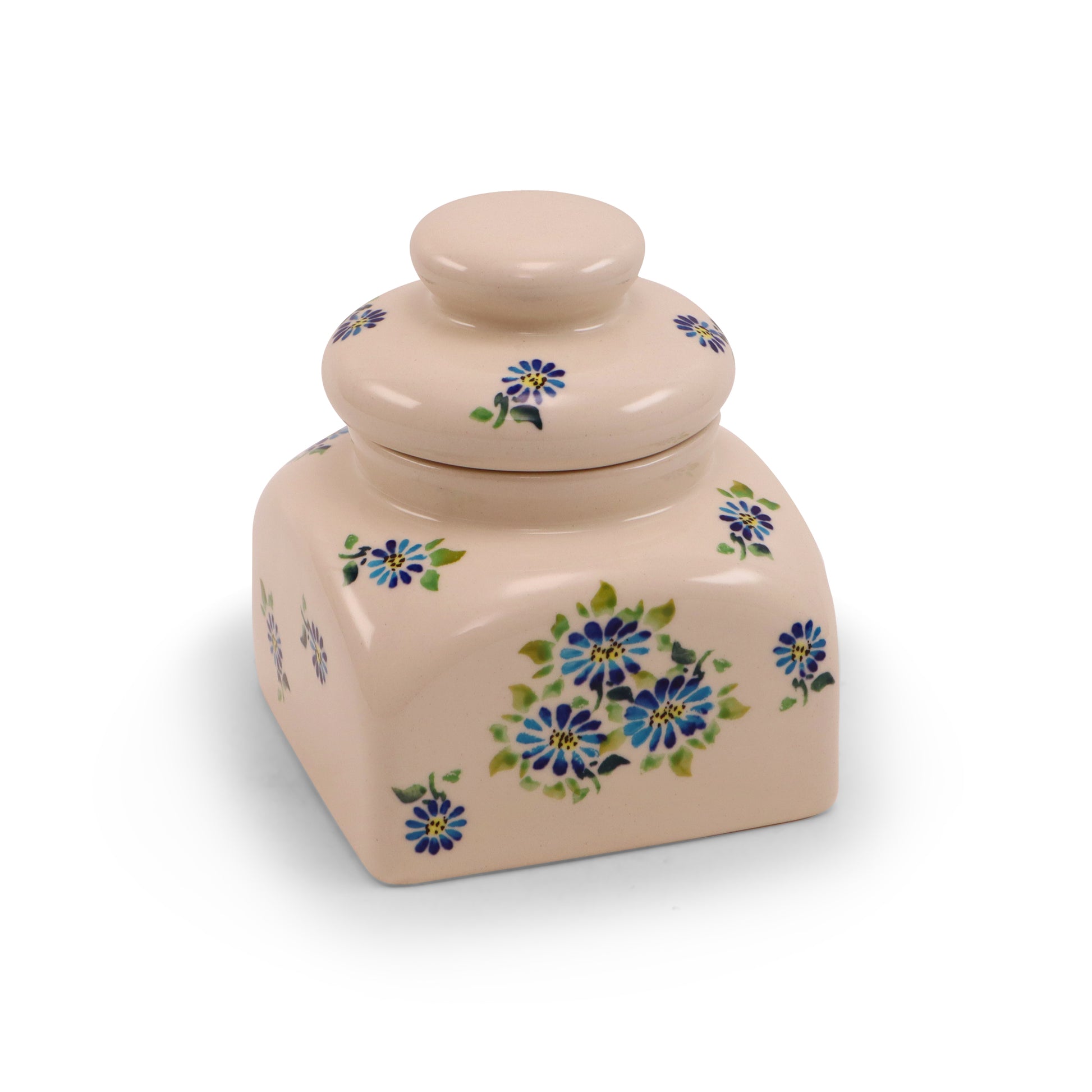 5"x5"x6" Container With Lid. Pattern: Morning With Daisy B