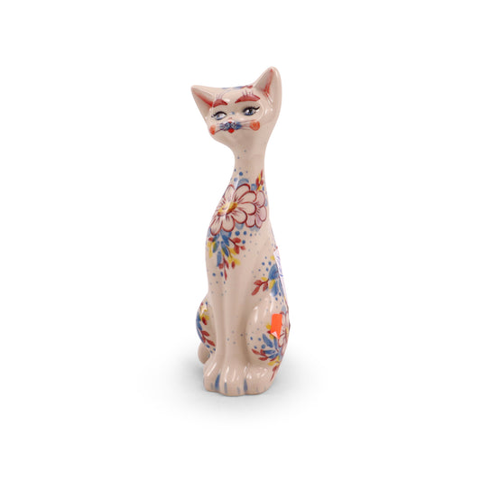 8.5" Sitting Cat Figurine 2Q. Pattern: Pastel Dawn