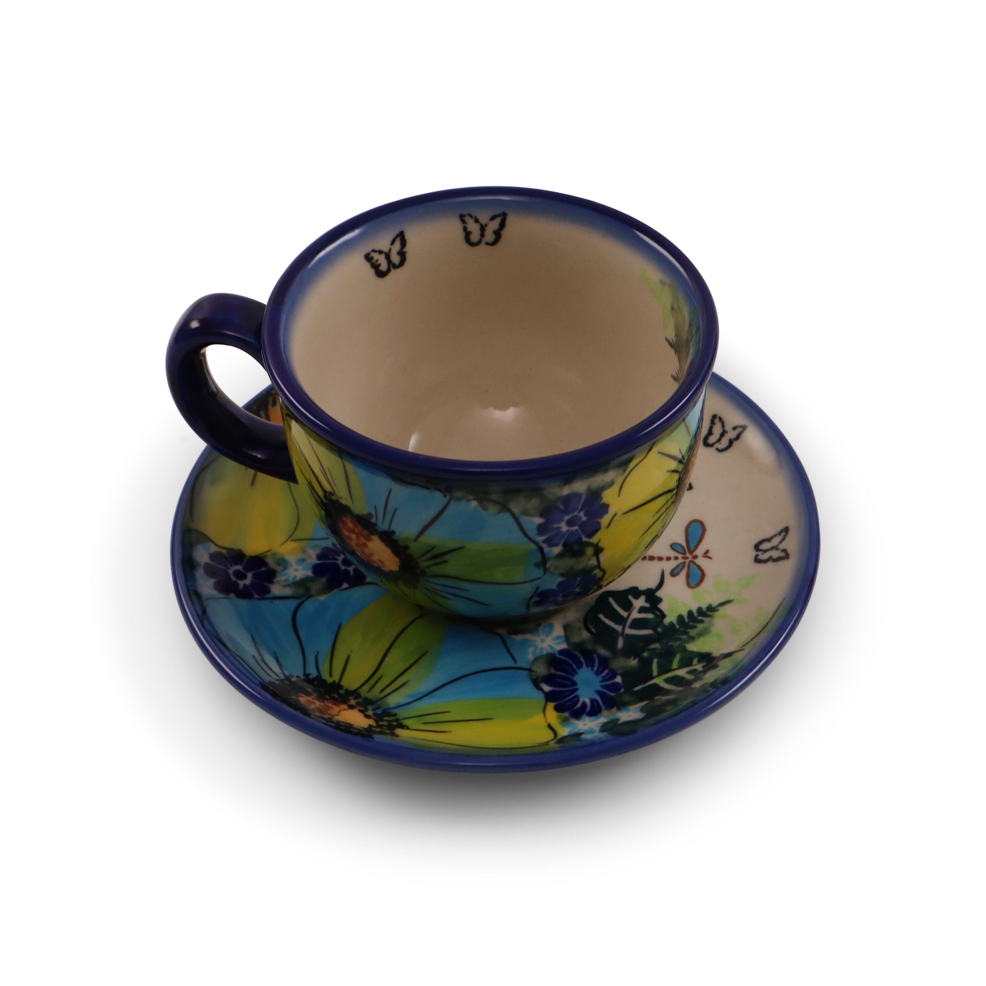 8oz Cup and Saucer.Pattern: Buzzing Blooms