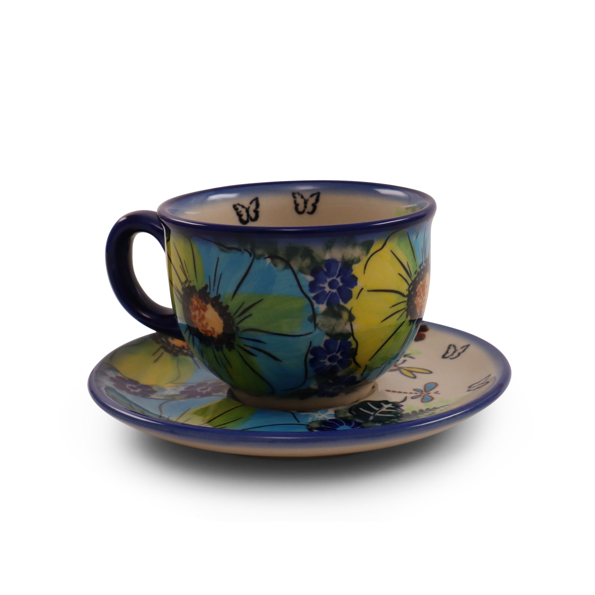 8oz Cup and Saucer.Pattern: Buzzing Blooms