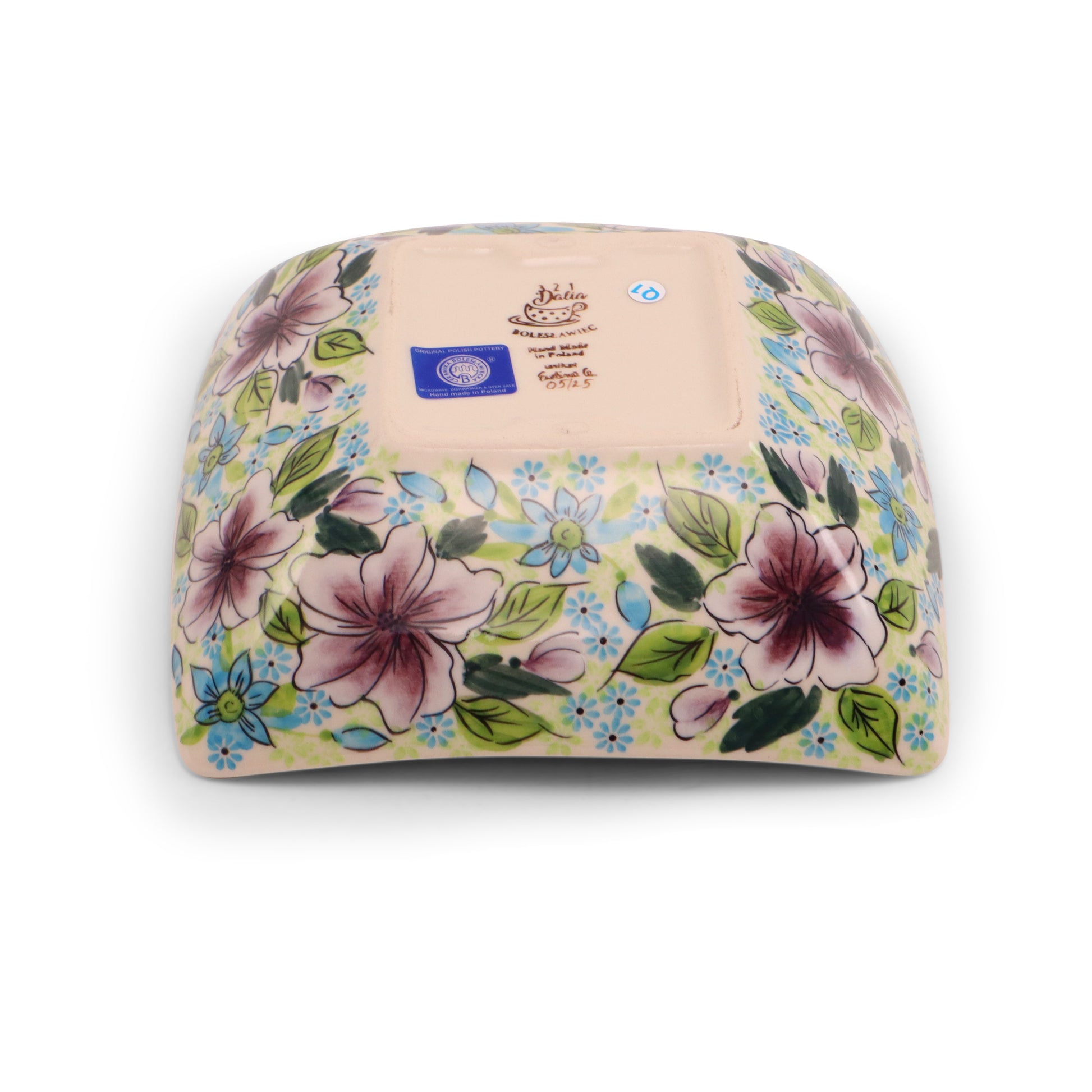 7.5"x7.5"x2.5" Square Horn Bowl.Pattern: Plum Fancy