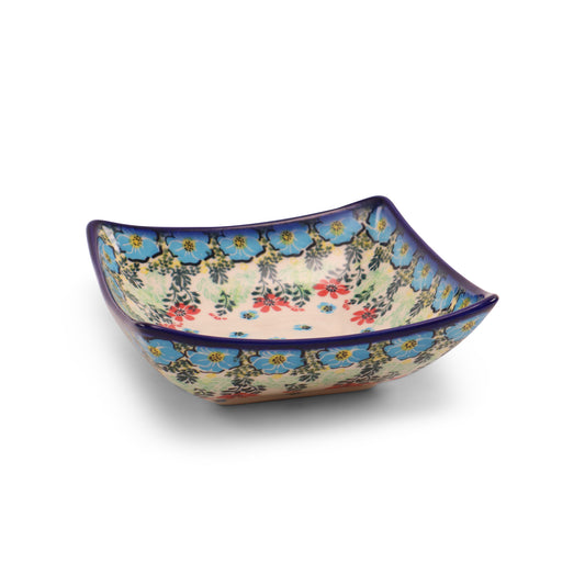 7"x7"x2" Square Horn Bowl.Pattern: Field of Flowers