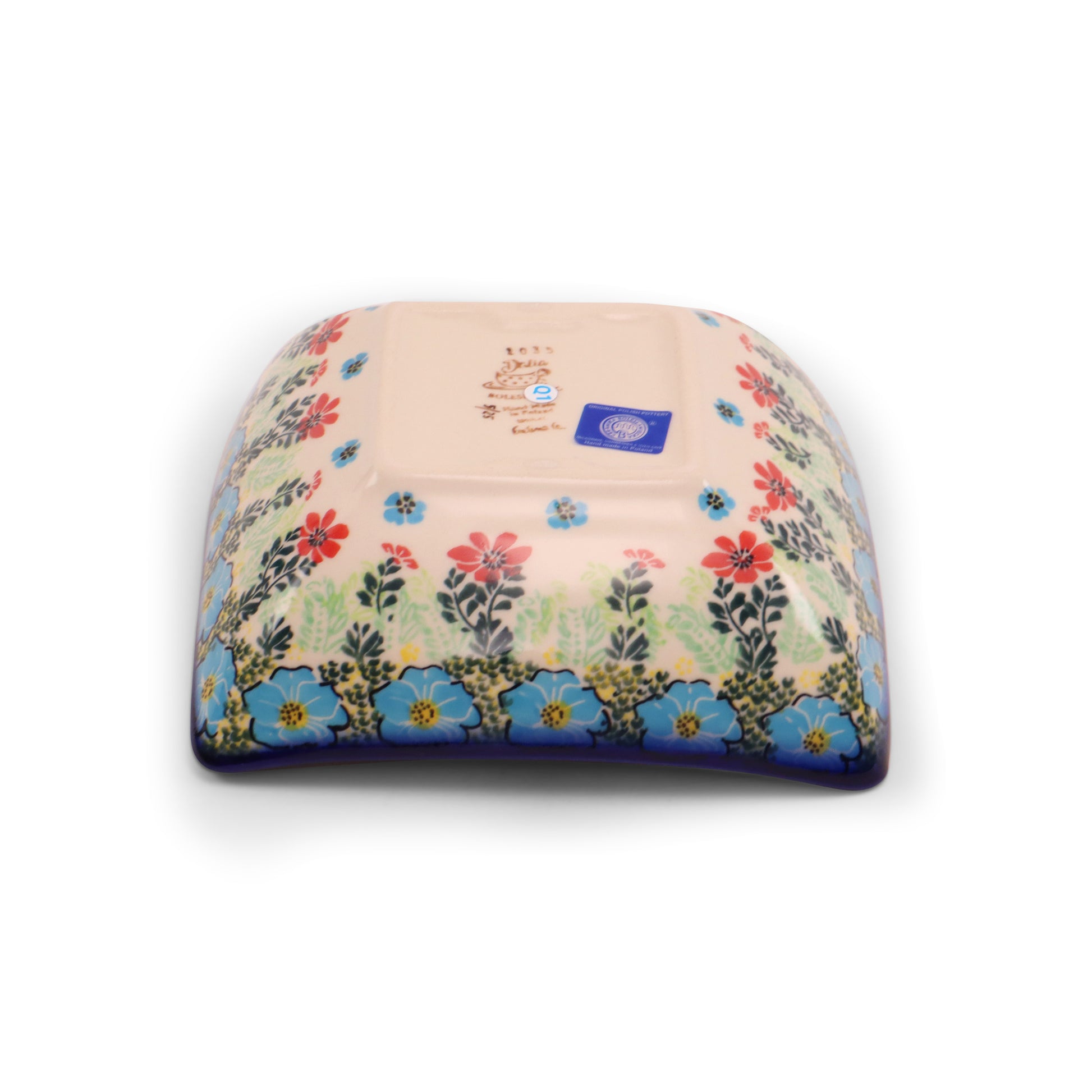 7"x7"x2" Square Horn Bowl.Pattern: Field of Flowers