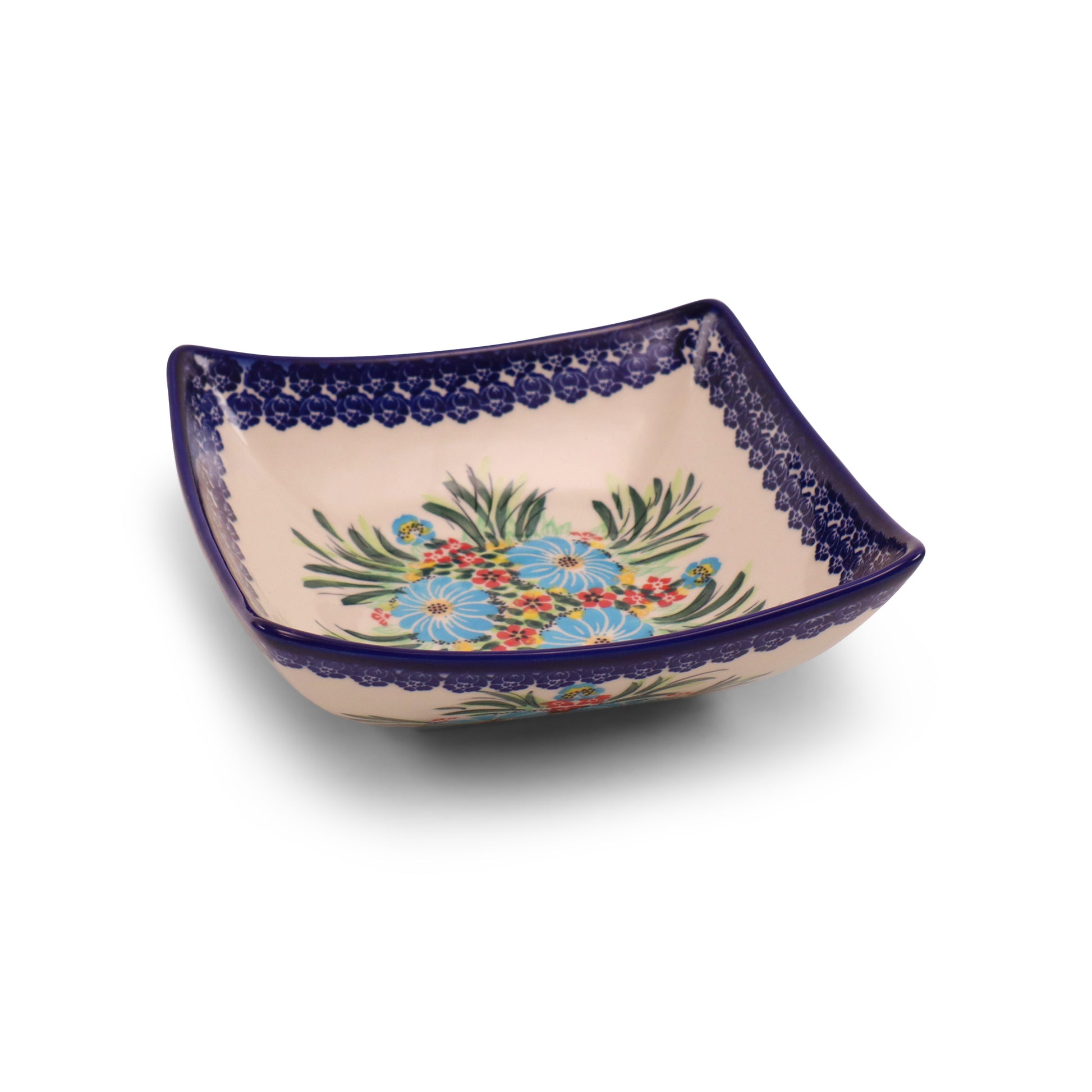 7"x7"x2" Square Horn Bowl.Pattern: Fireworks