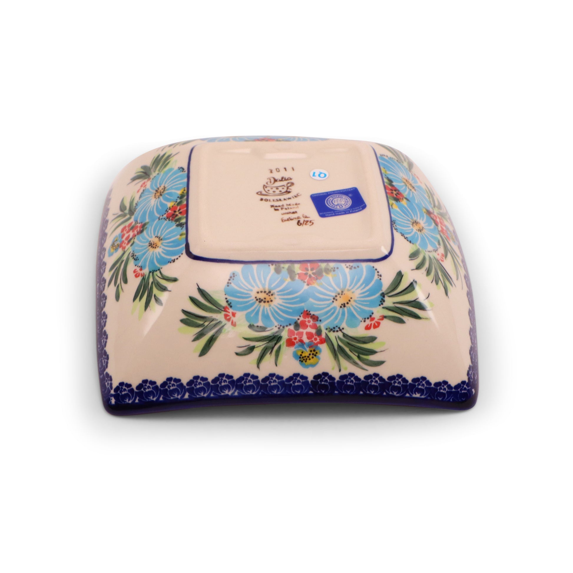 7"x7"x2" Square Horn Bowl.Pattern: Fireworks