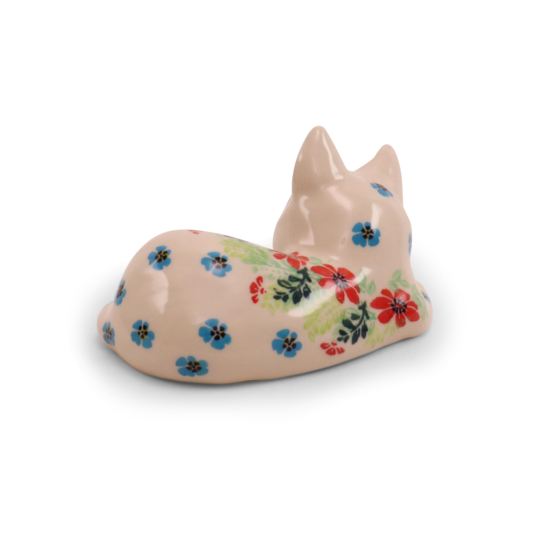 6"x3"x3.5" Cat Figurine.Pattern: Field of Flowers