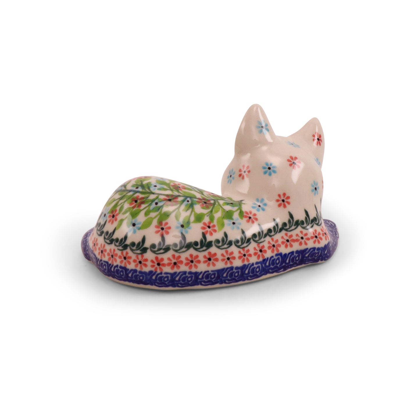 6"x3"x3.5" Cat Figurine.Pattern: Picnic Party