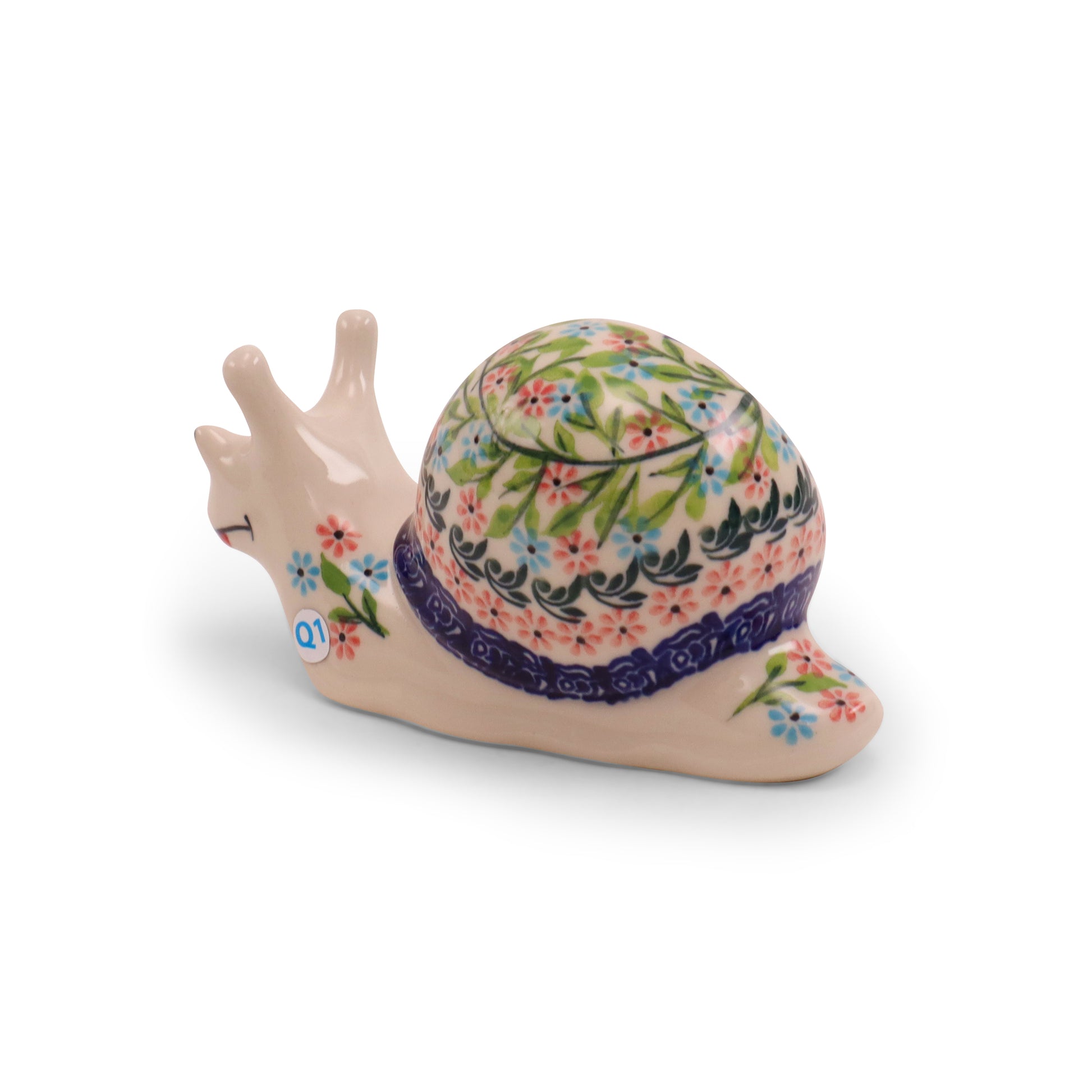 6"x3" Snail Figurine.Pattern: Picnic Party