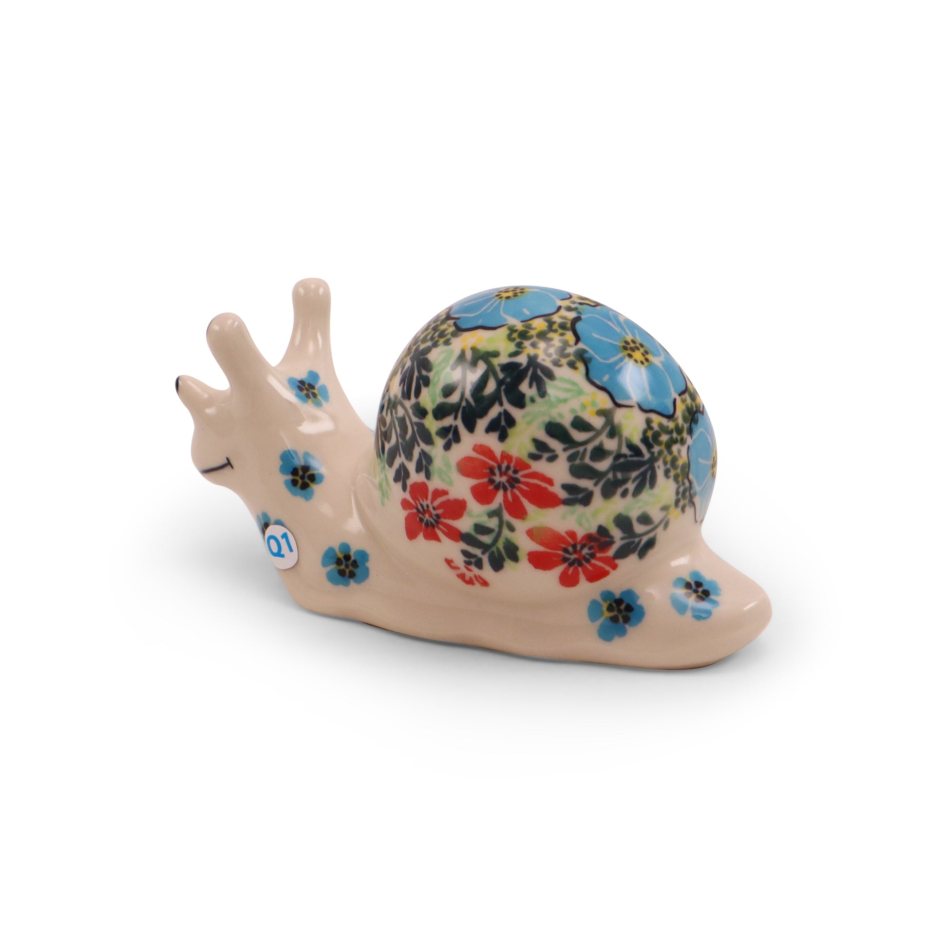 6"x3" Snail Figurine.Pattern: Field of Flowers