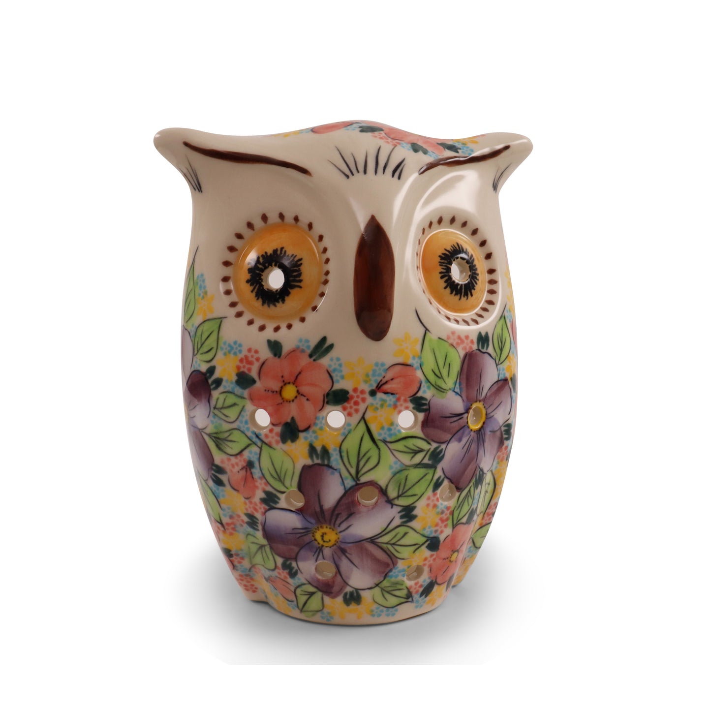 6"x7" Owl Luminary.Pattern: Peach Cozy