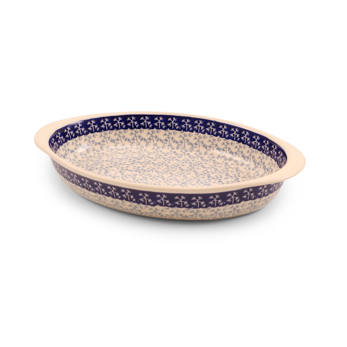 13"x9" Medium Oval Baker. Pattern: Frosted