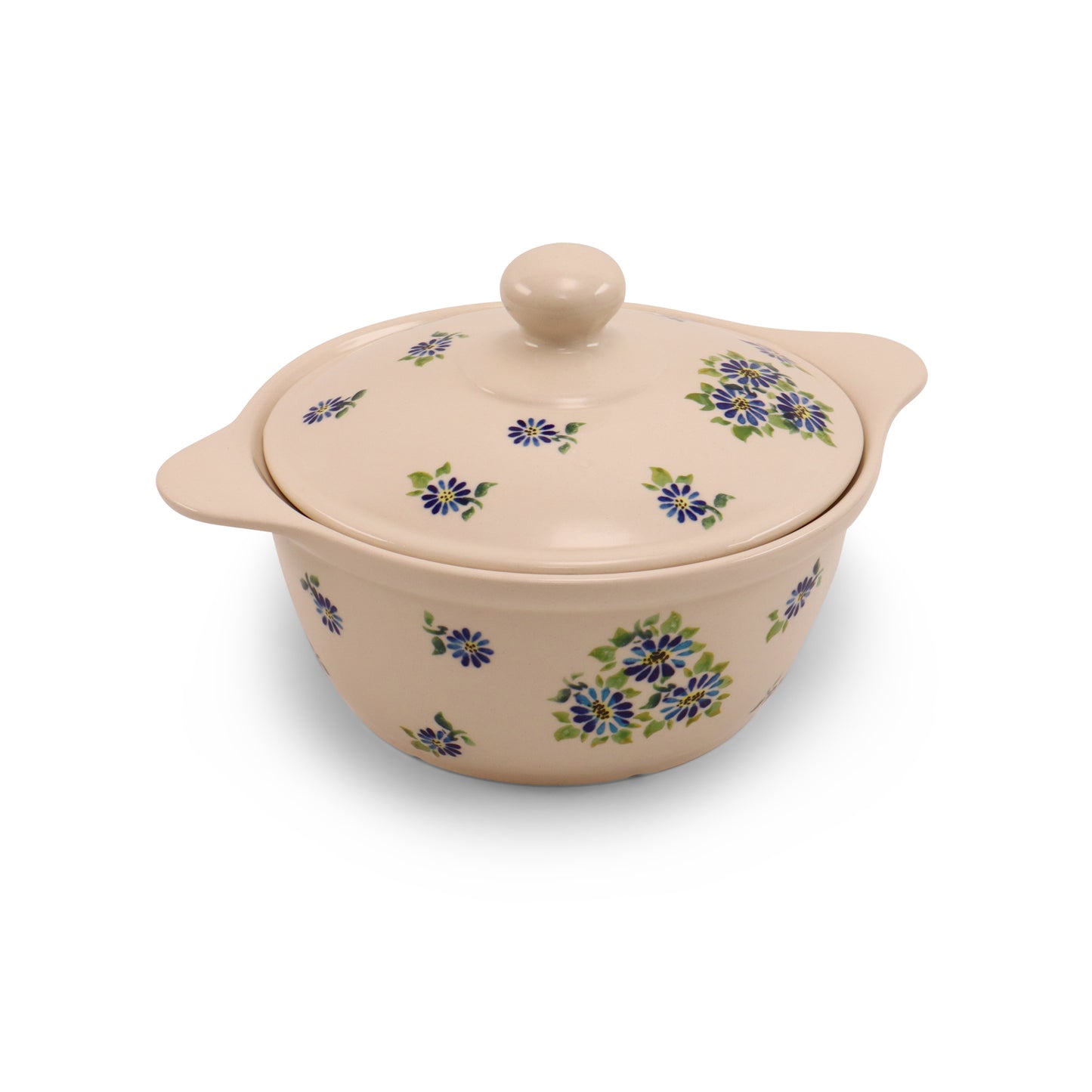 8.5"x4" Covered Baker with Handles Large. Pattern: Morning With Daisy B