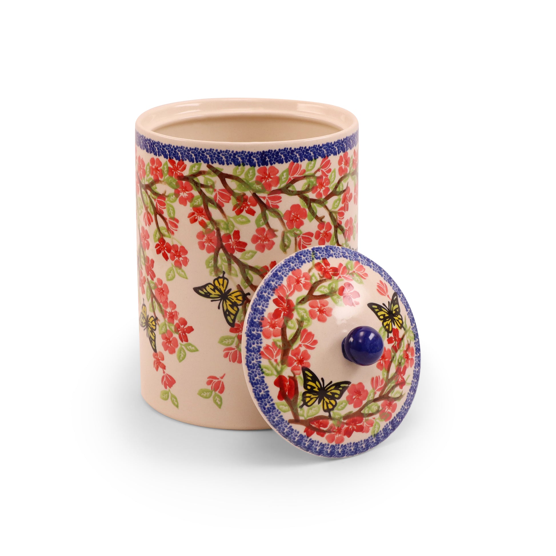 85 oz Container with Lid. Pattern: Winged Spring