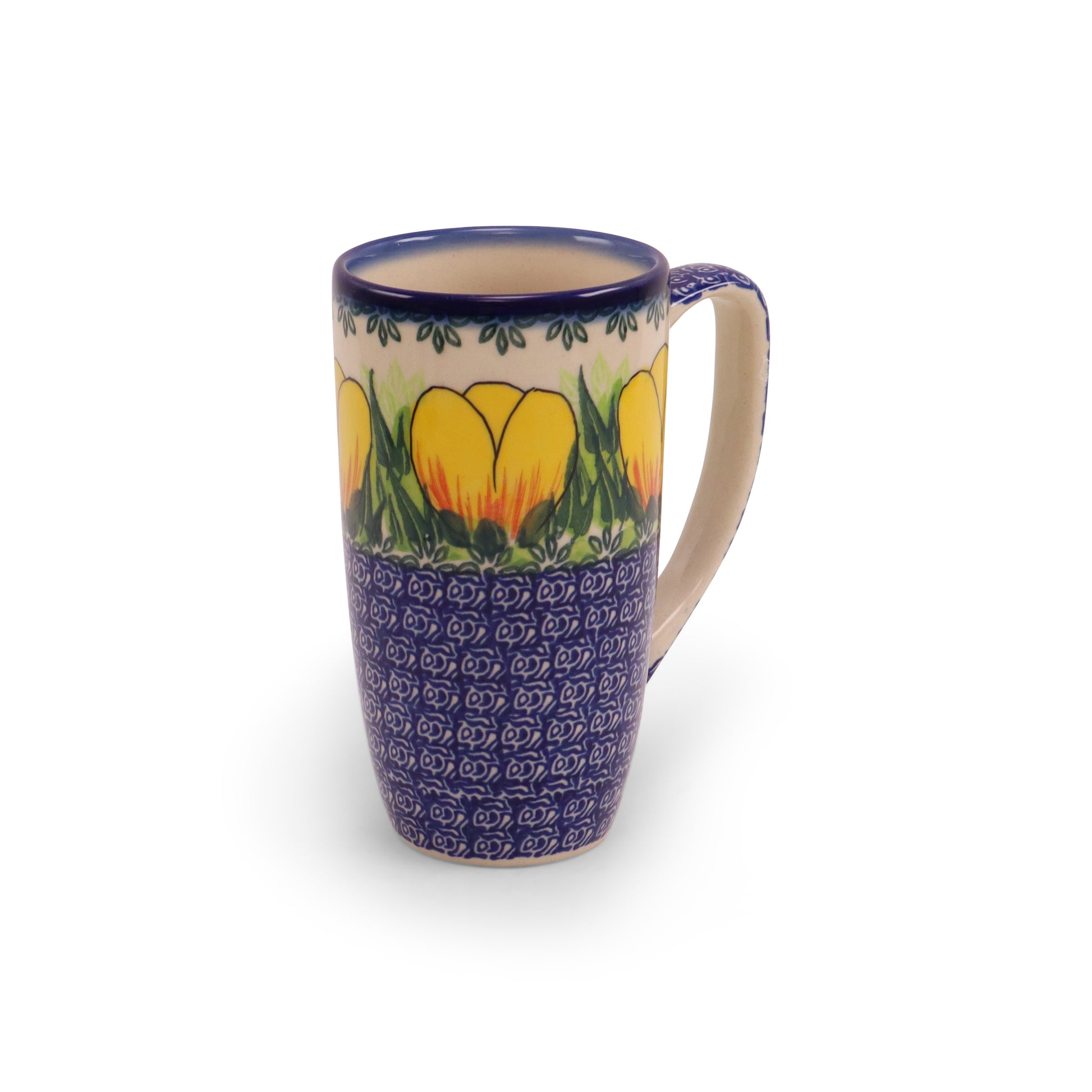 14oz Latte Mug.Pattern: Tulip Time