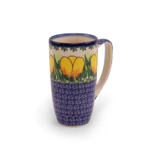 14oz Latte Mug.Pattern: Tulip Time
