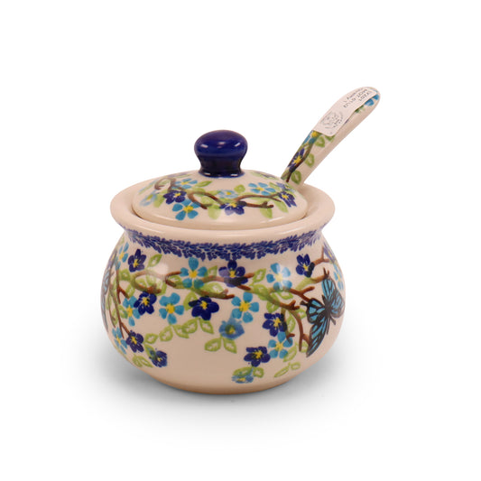 8oz Sugar Bowl with Spoon. Pattern: Winged Summer