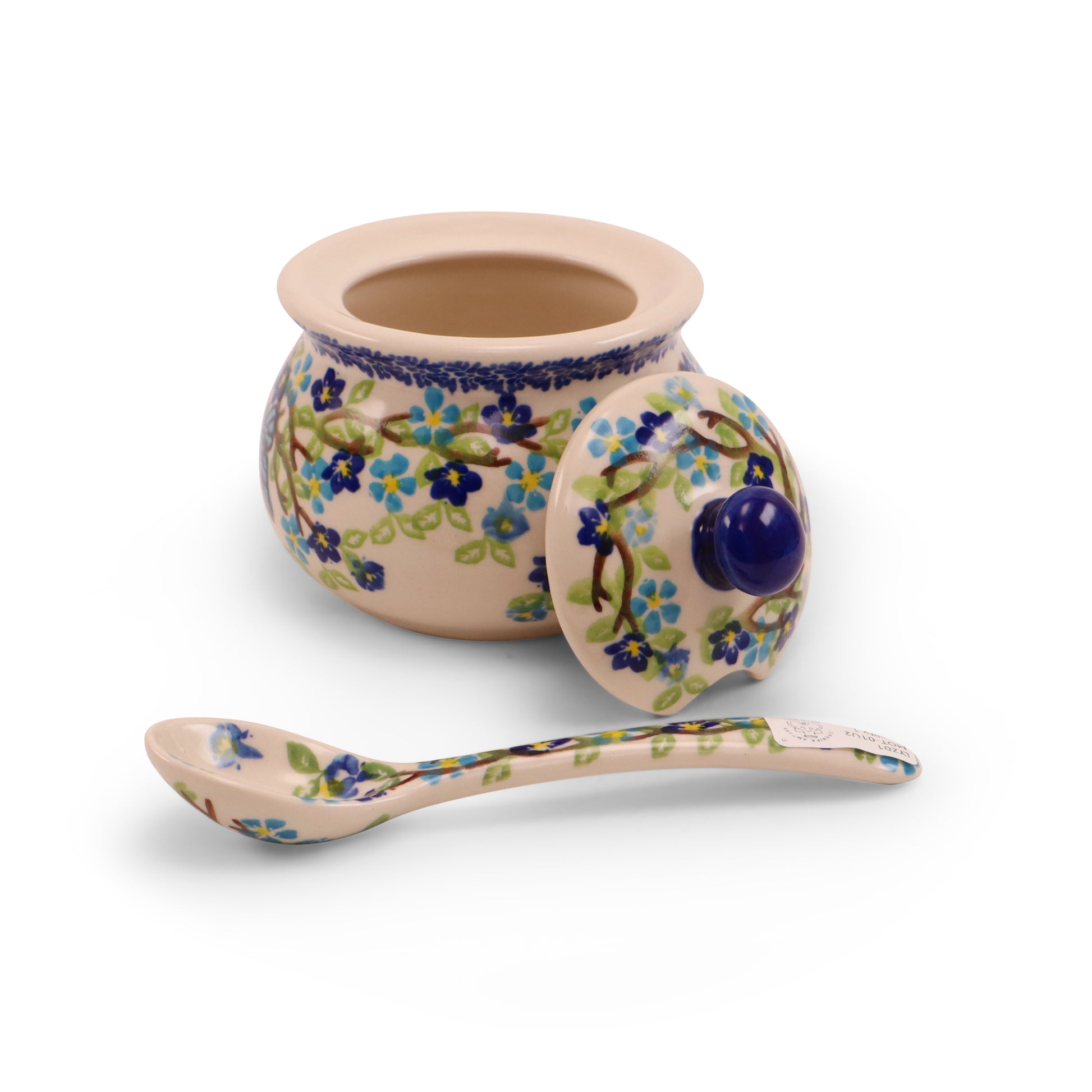 8oz Sugar Bowl with Spoon. Pattern: Winged Summer