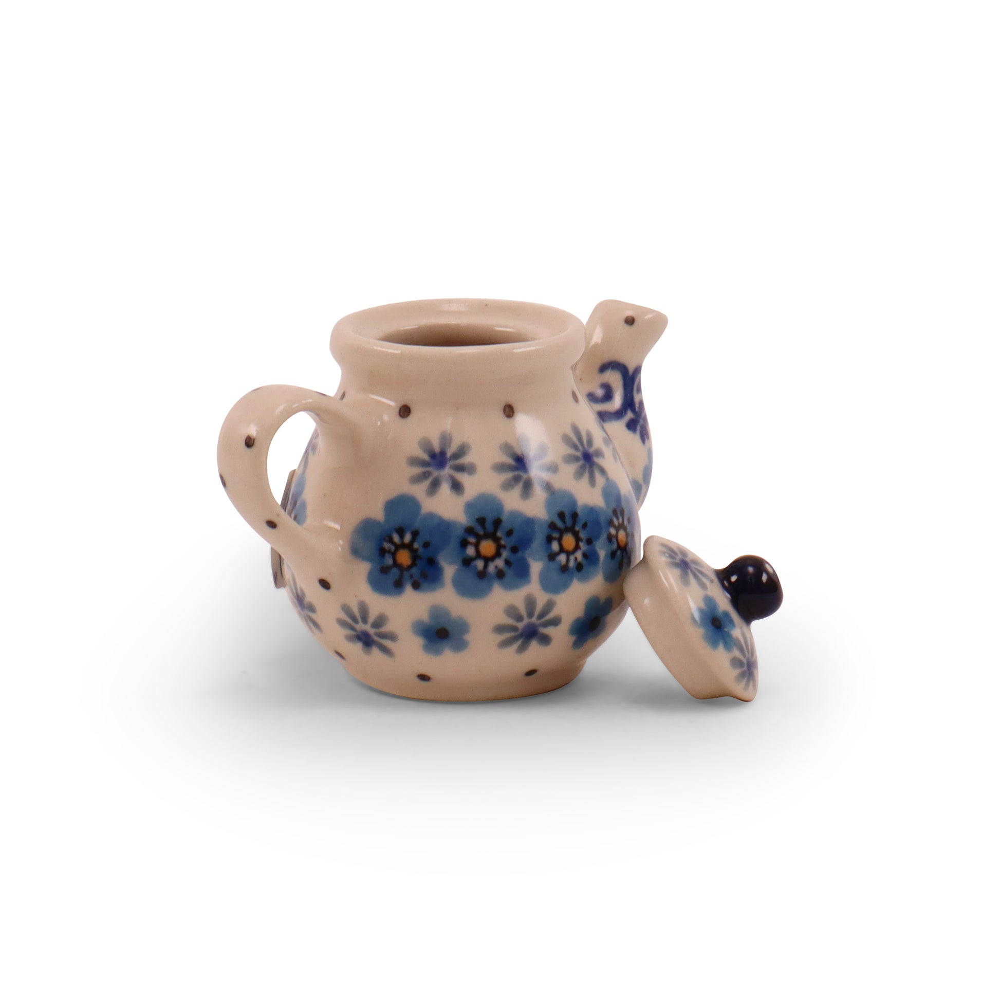 Mini Decorative Teapot. Pattern: forget me Not