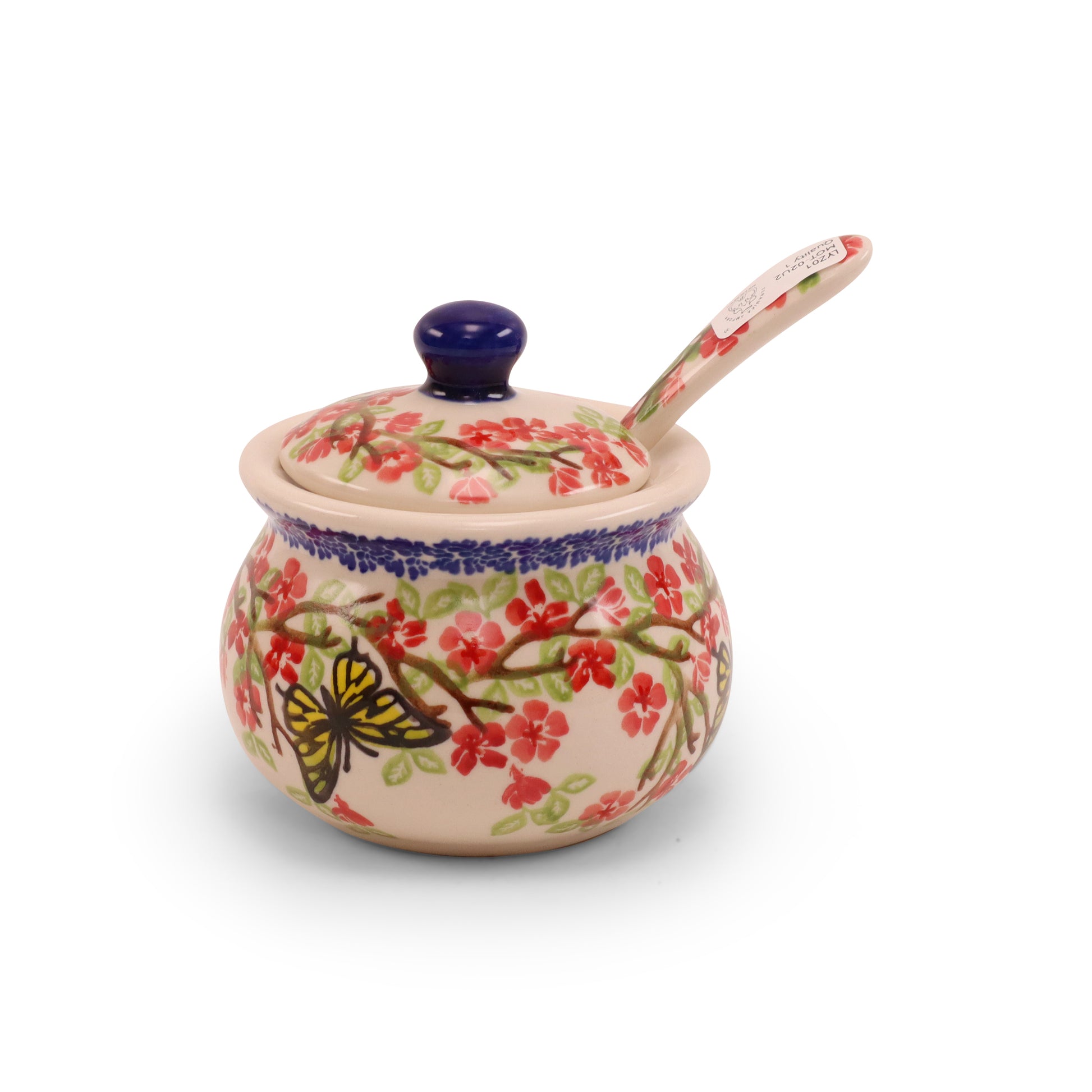 8oz Sugar Bowl with Spoon. Pattern: Winged Spring