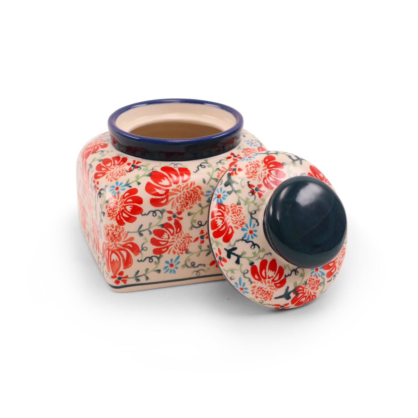 5"x5"x6" Container With Lid. Pattern: Flower Parade