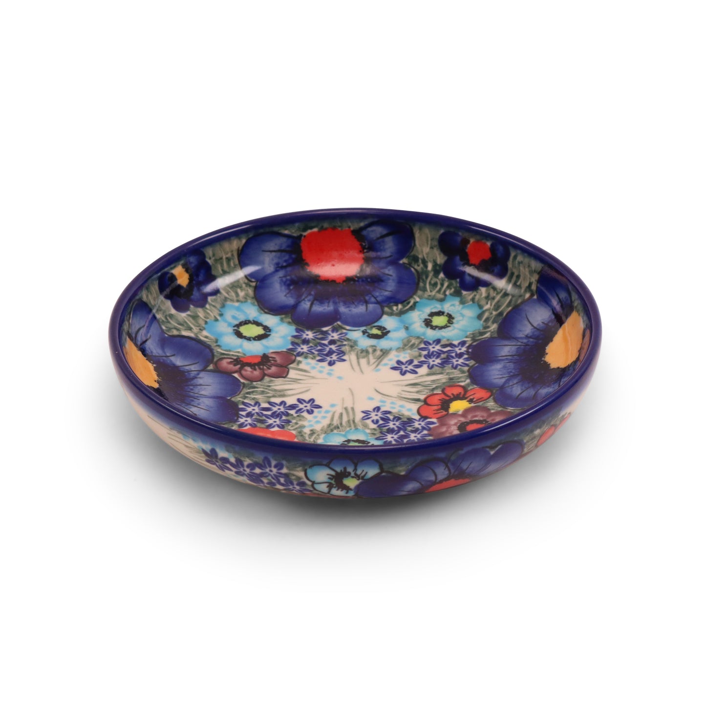 6"x1.5" Shallow Bowl.Pattern: Blooms in Blue